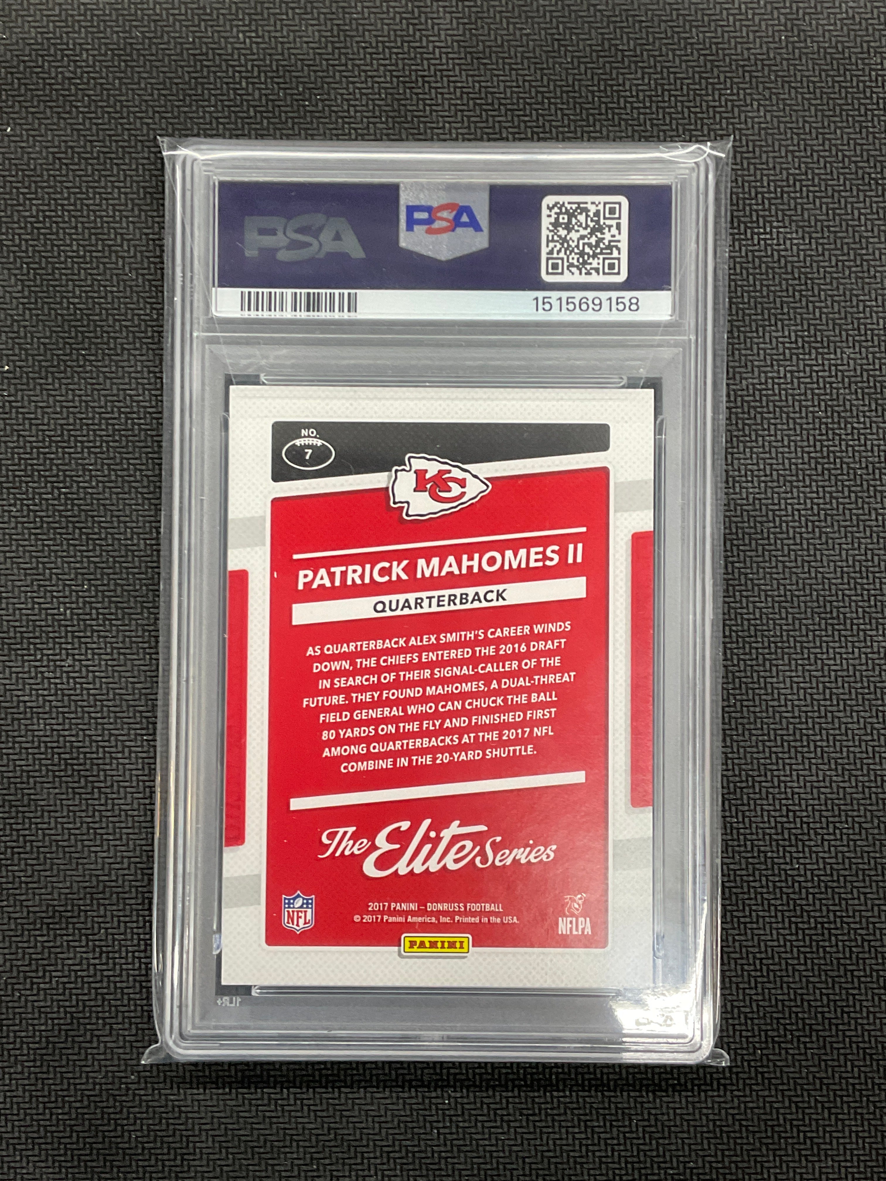 2017 Donruss Patrick Mahomes II Elite Series Rookie PSA 10 Cheifs