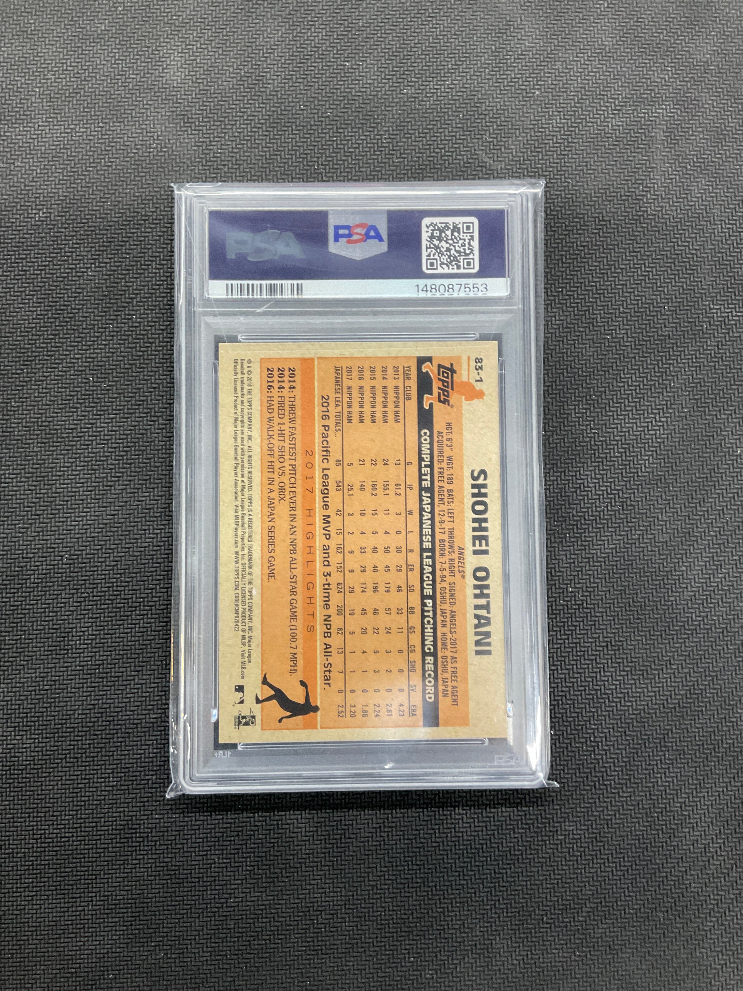 2018 Topps Shohei Ohtani Rookie 83 PSA 9 Angels 553