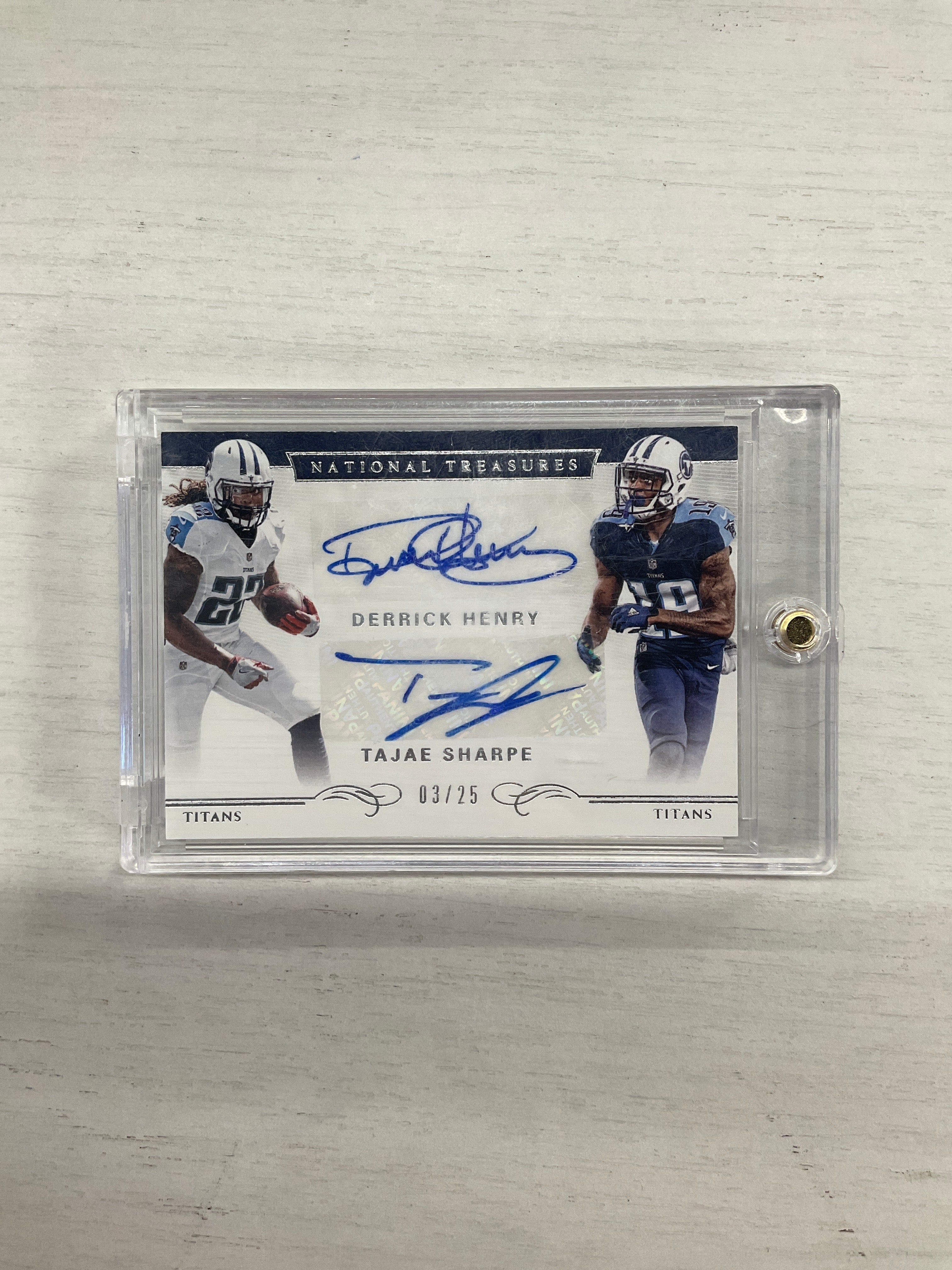 2016 National Treasures Derrick Henry Tajae Sharpe Dual Rookie Auto /25