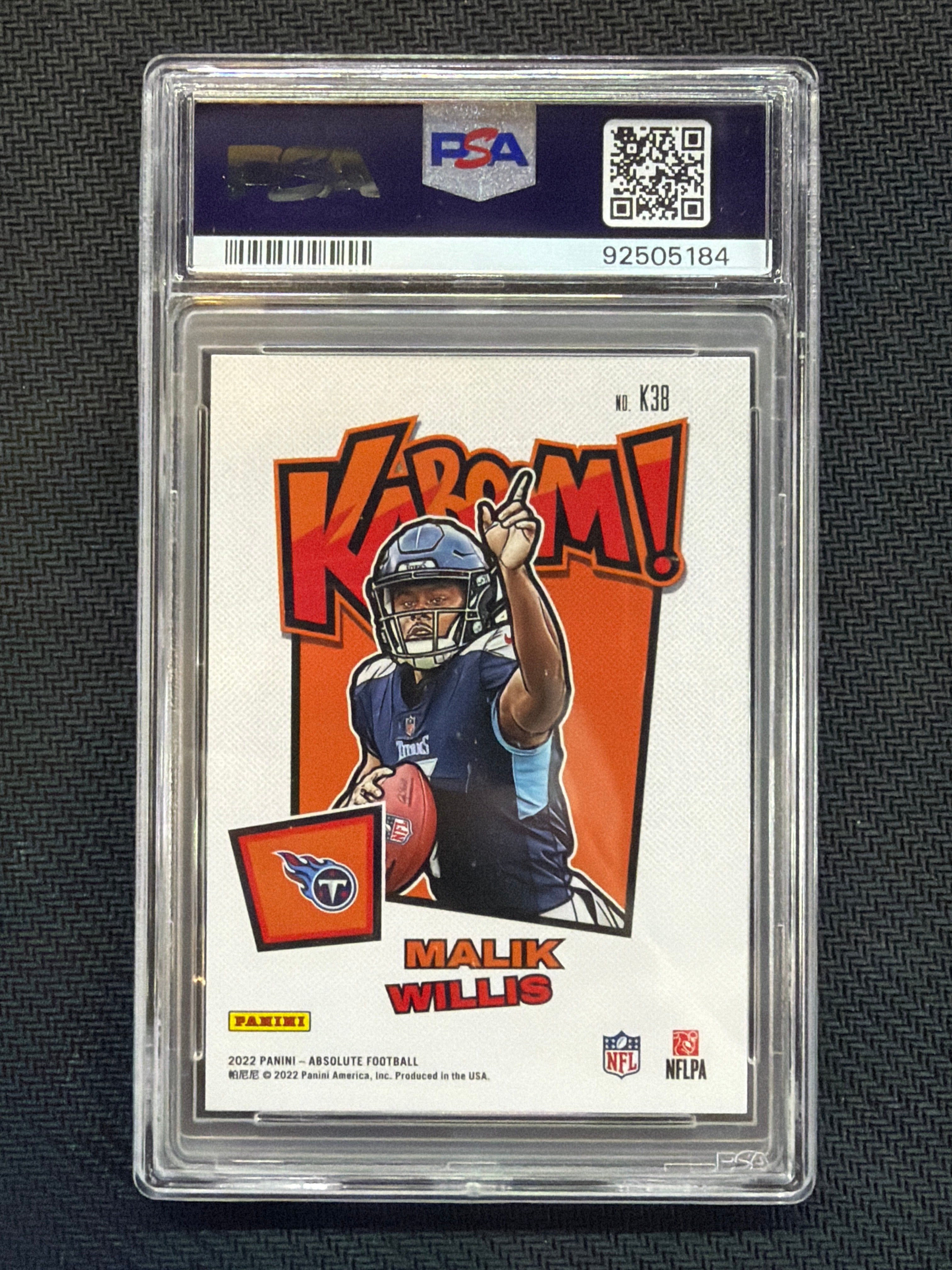 2022 Absolute Malik Willis Rookie Kaboom! vertical #K38 PSA 10 184
