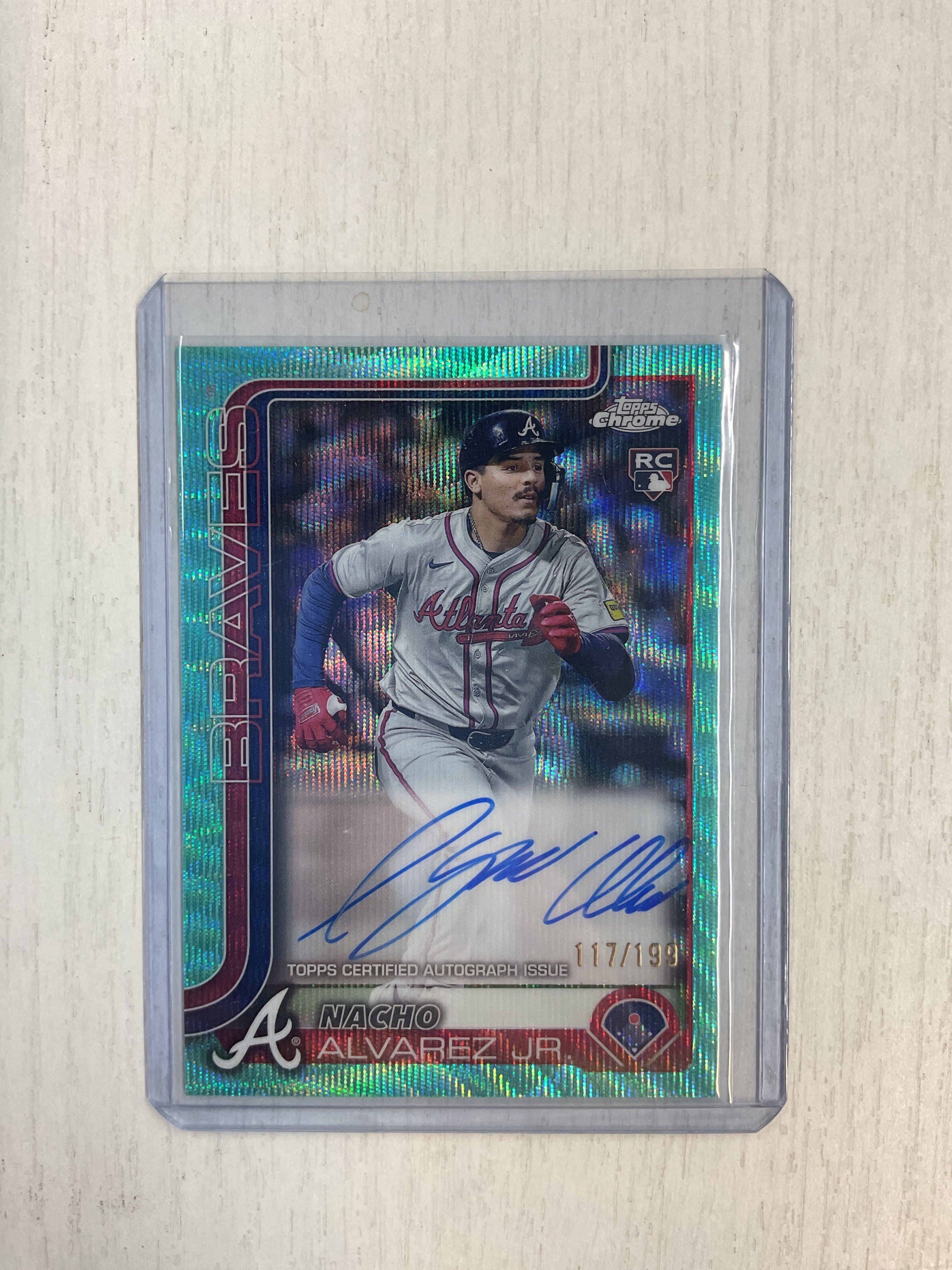 2025 Topps Chrome Nacho Alvarez Jr. Rookie Auto /199 Aqua Wave