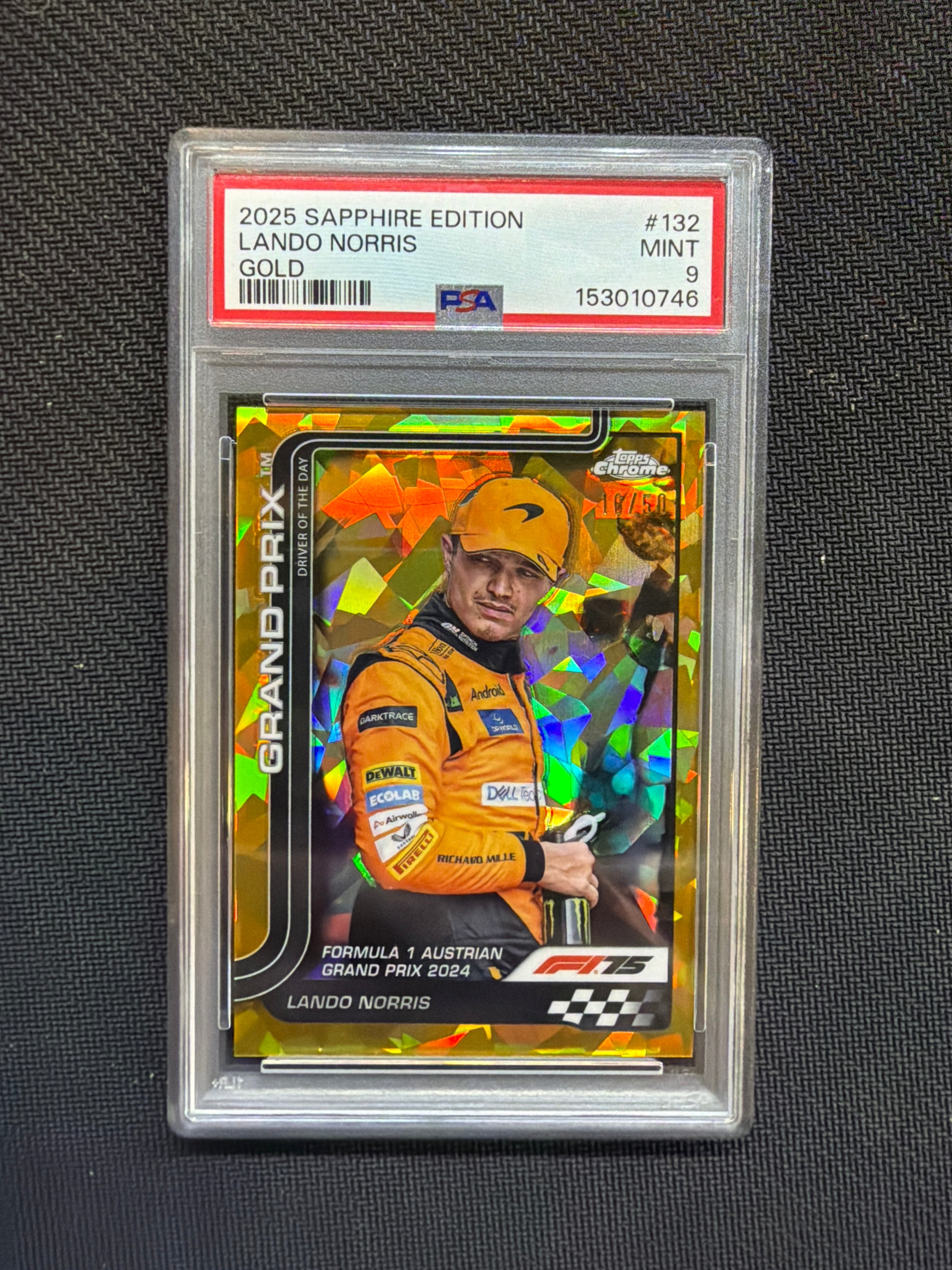 2025 Topps Chrome F1 Sapphire Lando Norris Gold /50 PSA 9 Mclaren