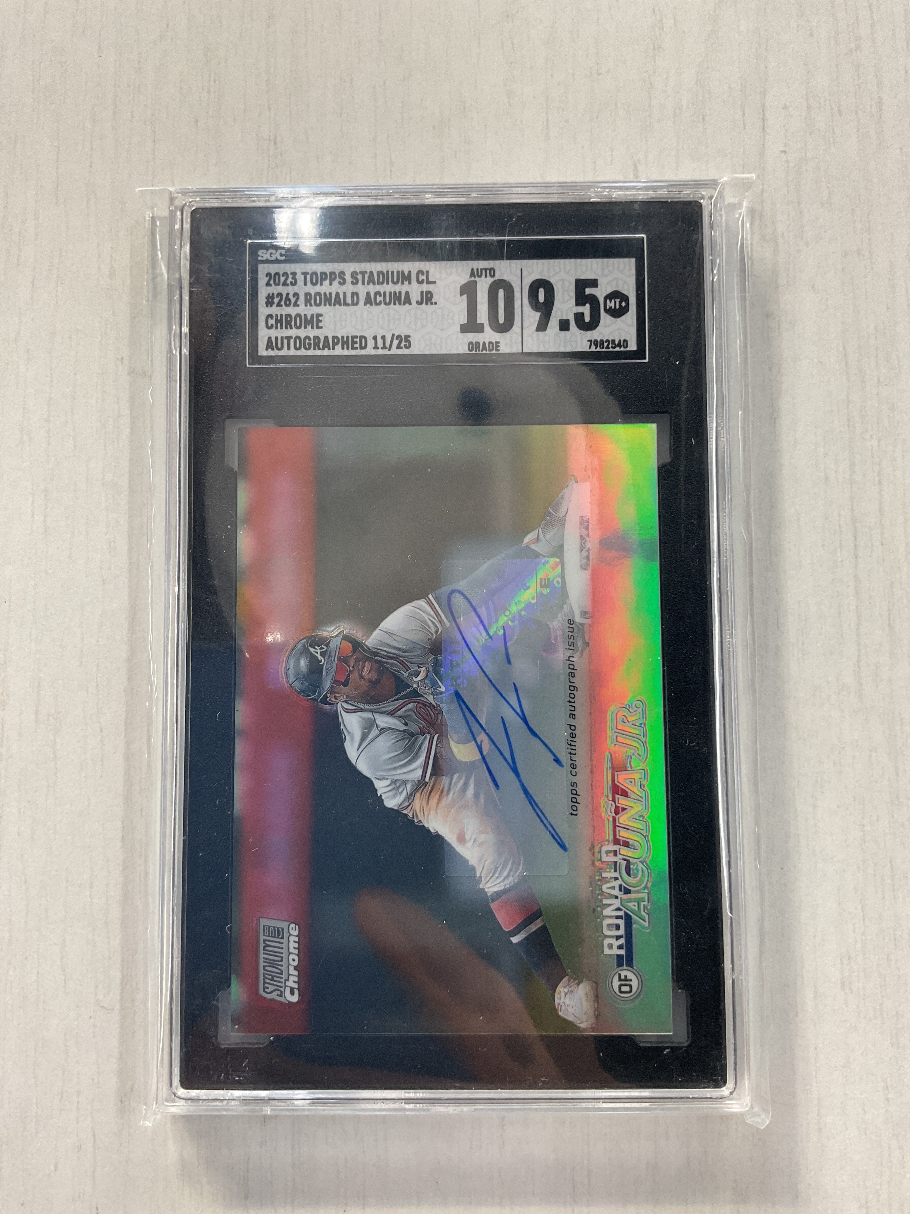 2023 Topps Stadium Club Ronald Acuna Jr. Chrome /25 SGC 9.5 10 Auto