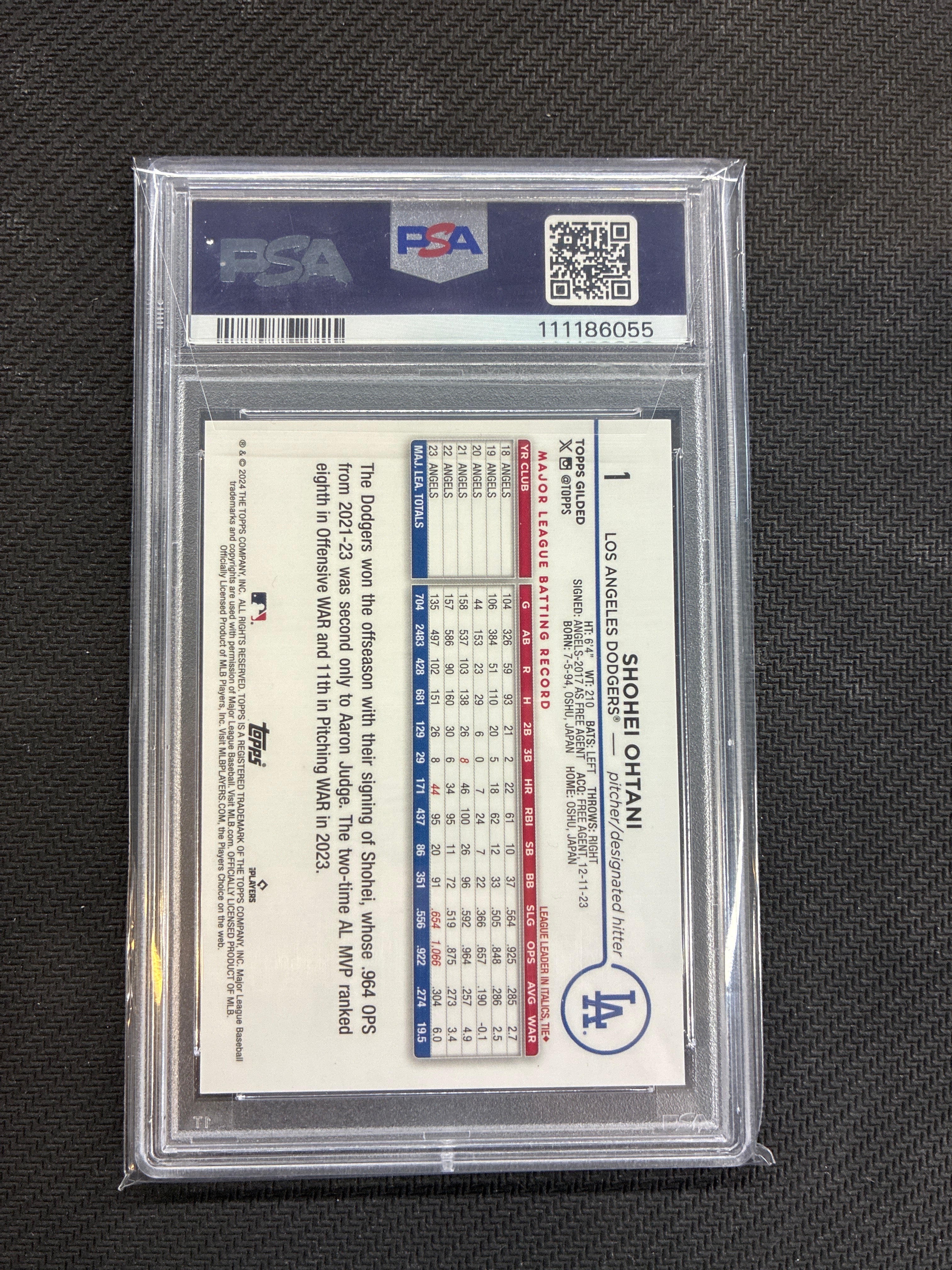 2024 Topps Gilded Collection Shohei Ohtani Gold Raywave /25 PSA 9 Dodgers
