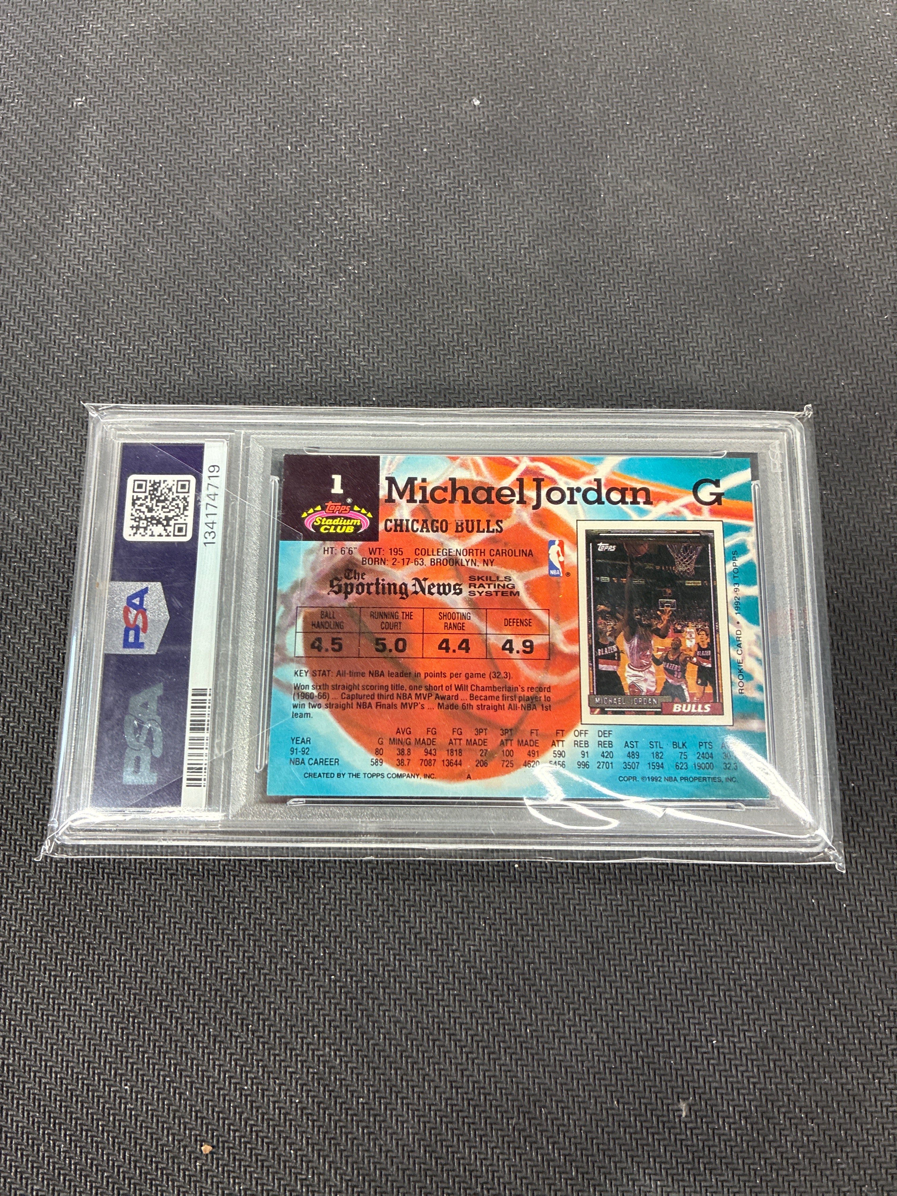1992 Topps Stadium Club Michael Jordan PSA 8 Bulls