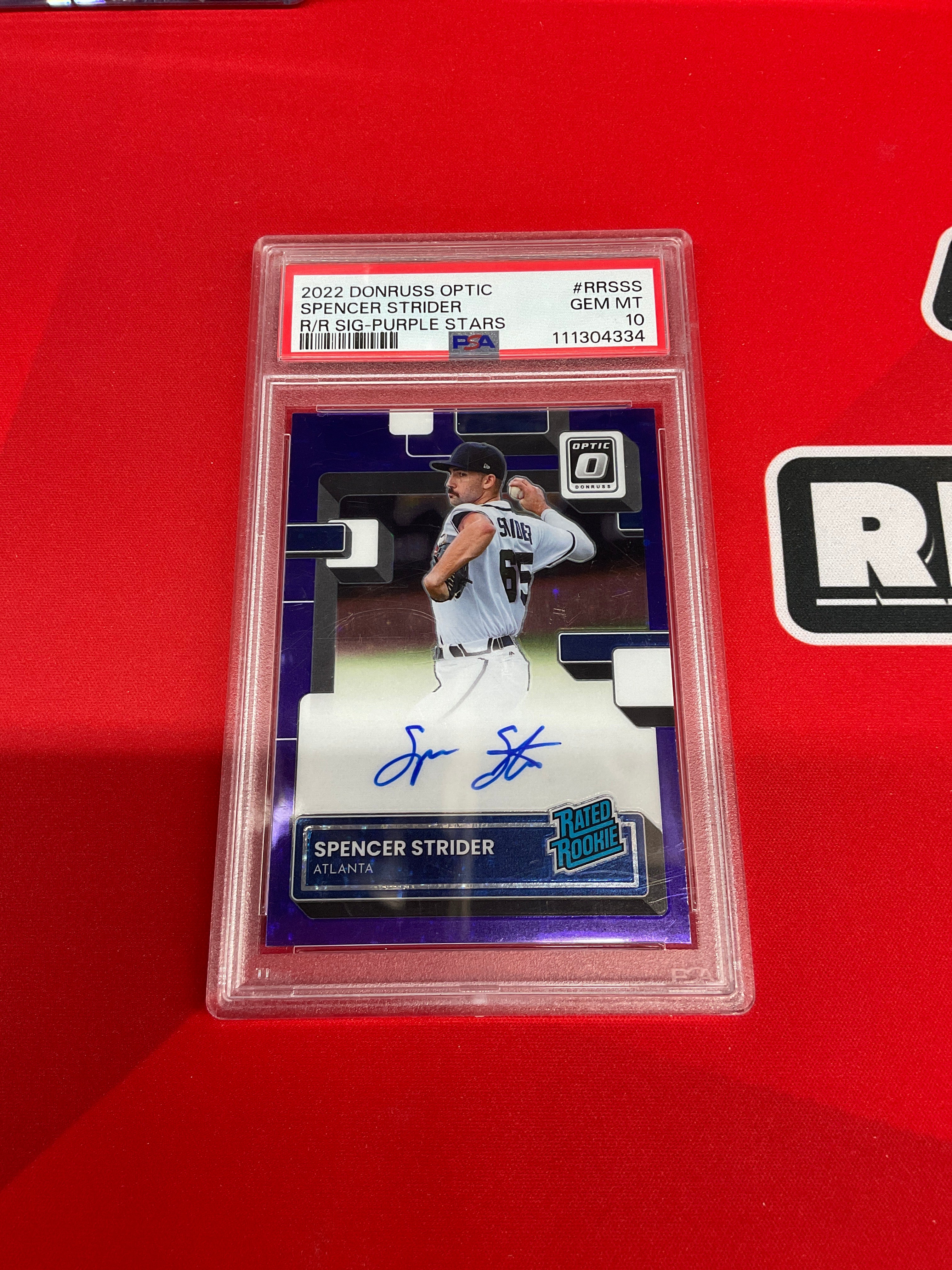 2022 Donruss Optic Spencer Strider Purple Stars Auto /49 PSA 10 Braves