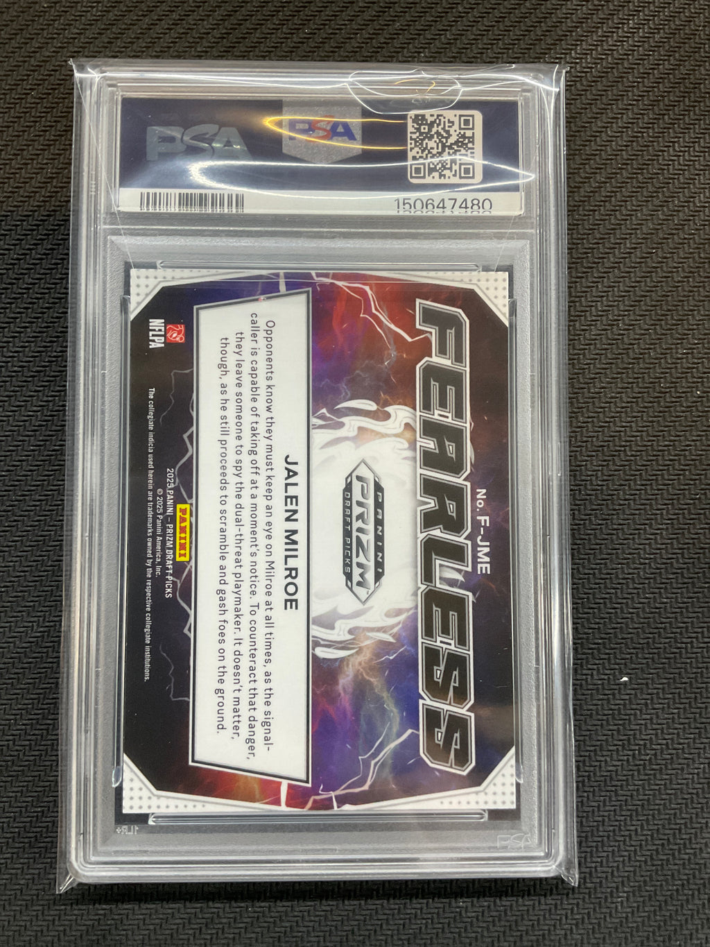 2025 Prizm Draft Picks Jalen Milroe Fearless Rookie PSA 10 Alabama