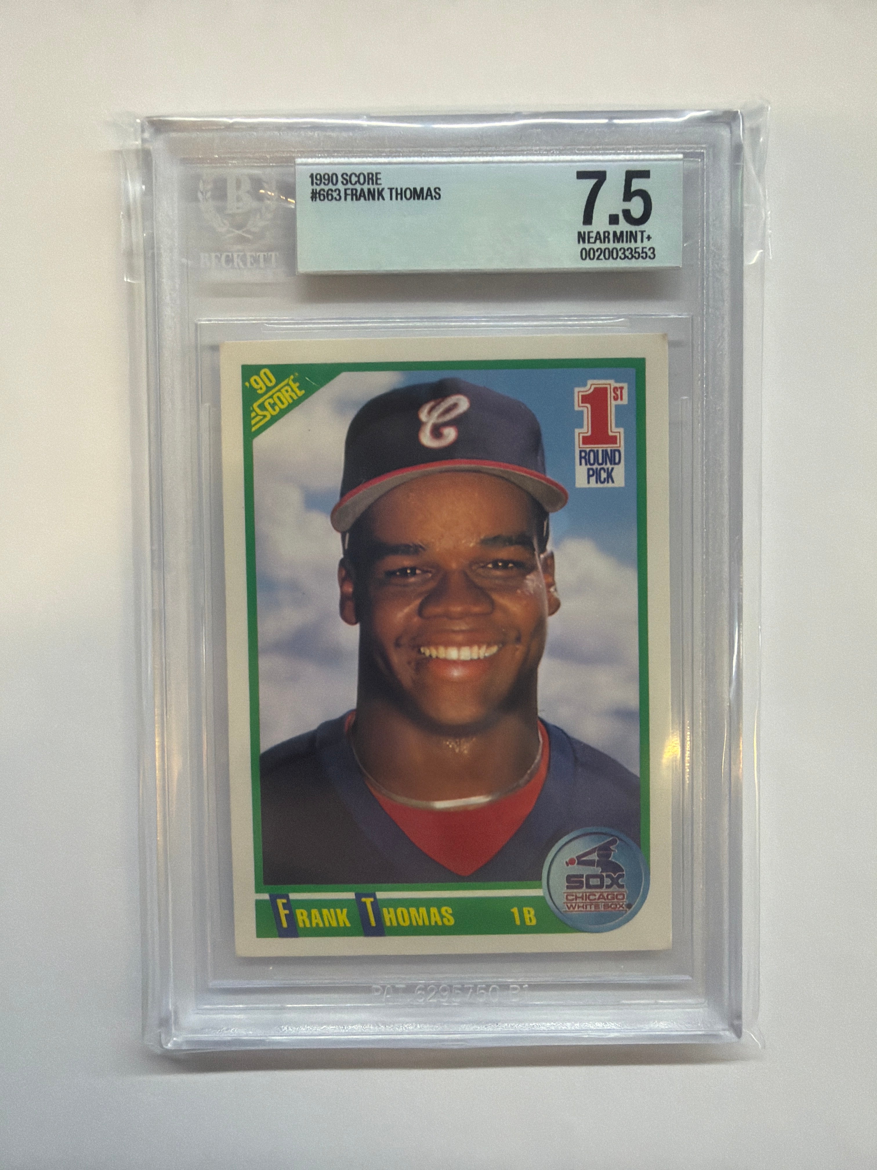1990 Score #663 Frank Thomas BGS 7.5 Rookie