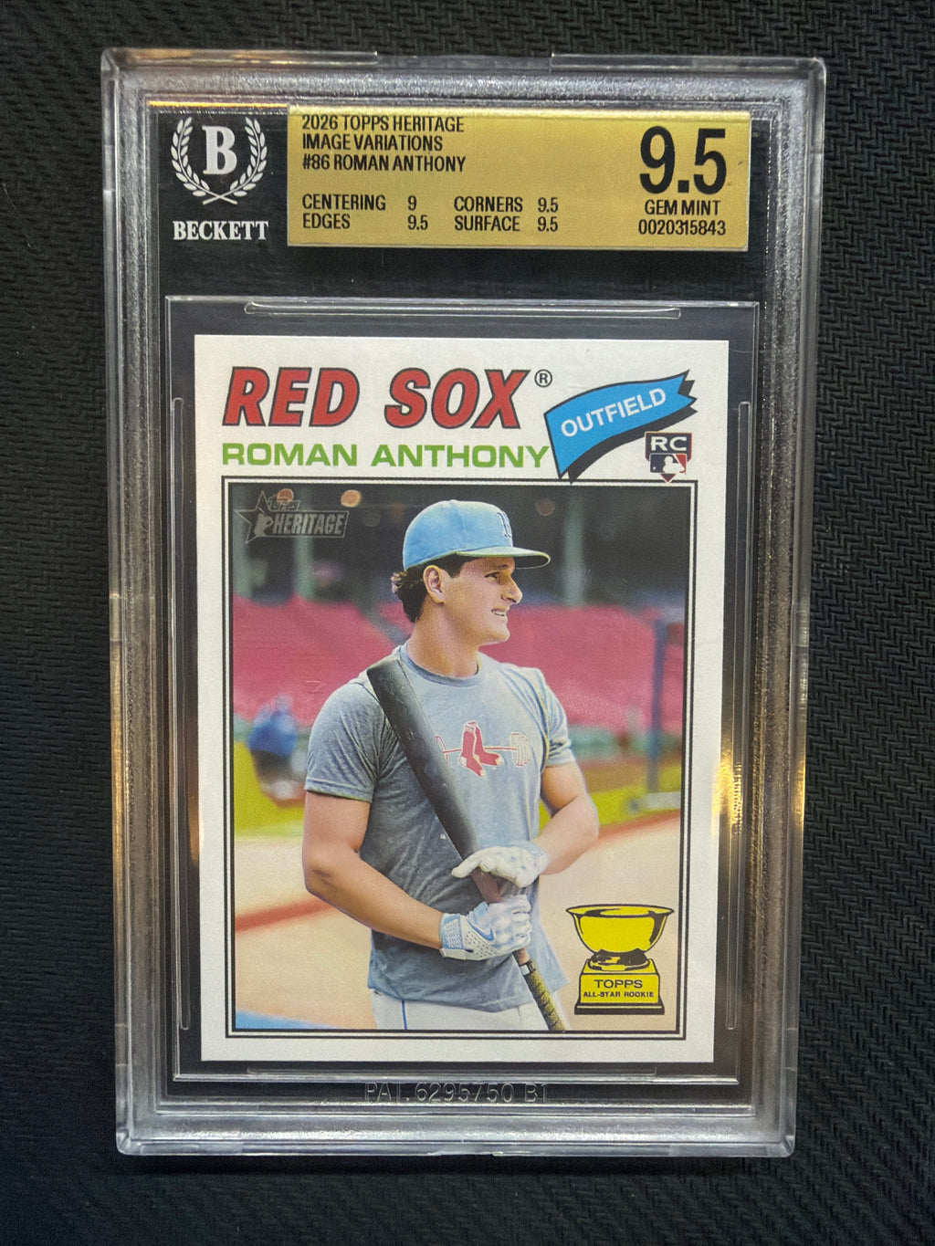 2026 Topps Heritage Roman Anthony Image Variation Rookie BGS 9.5 Red Sox