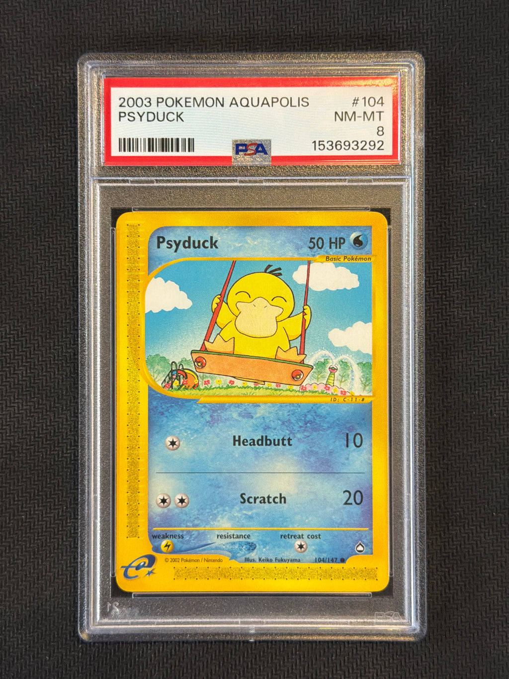 2003 Pokemon Aquapolis Psyduck 104 PSA 8