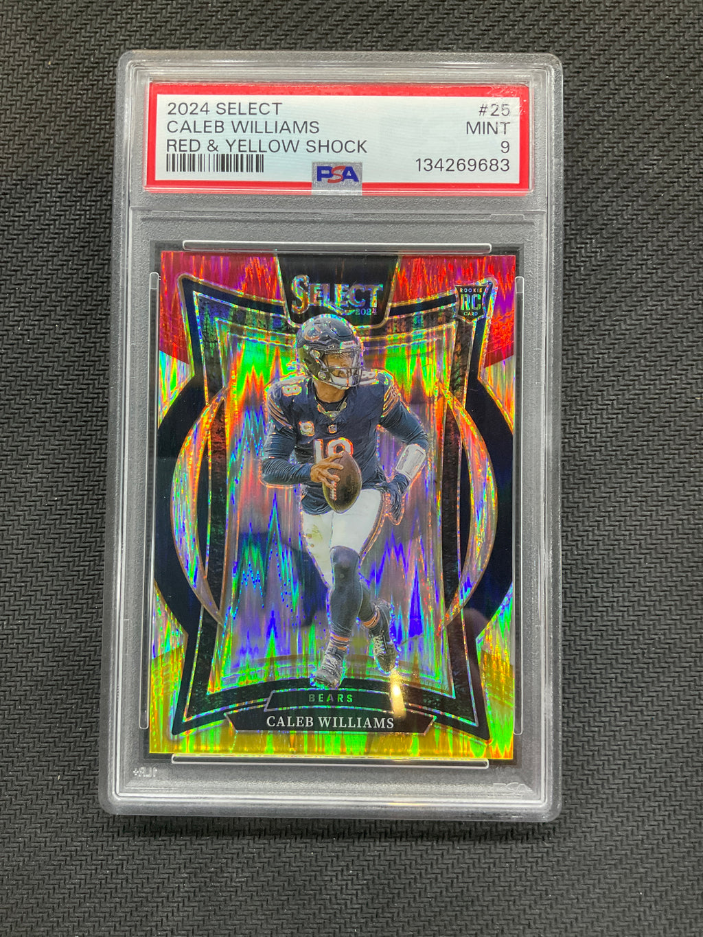 2024 Select Caleb Williams Red & Yellow Shock #25 PSA 9