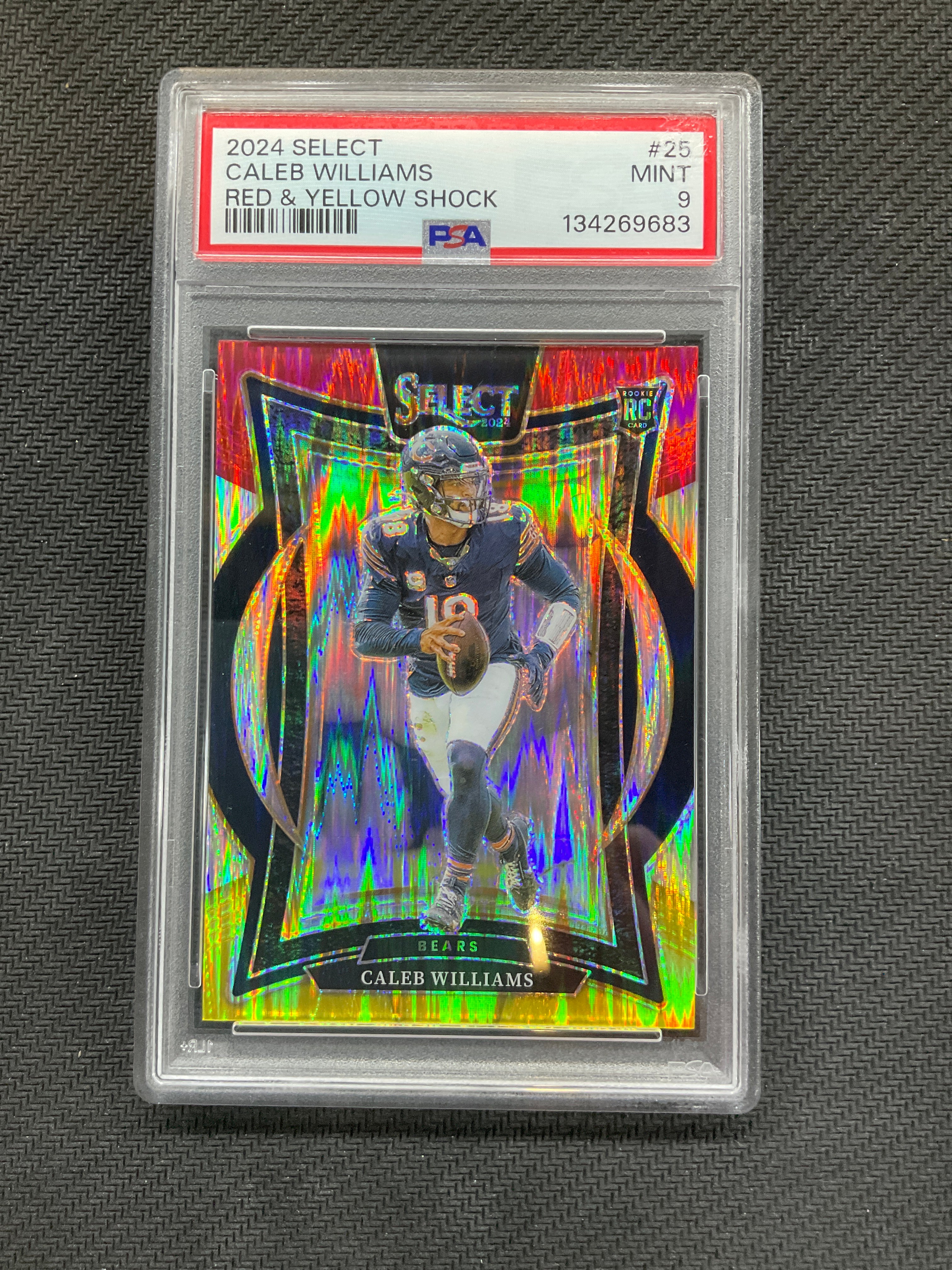 2024 Select Caleb Williams Red & Yellow Shock #25 PSA 9