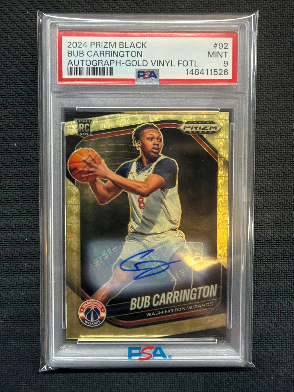 2024 Prizm Black Bub Carrington Gold Vinyl Auto /5 PSA 9 526