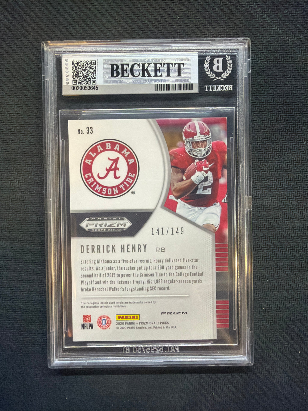 2020 Prizm Draft Picks Derrick Henry Neon Orange /149 BGS 8.5 Alabama