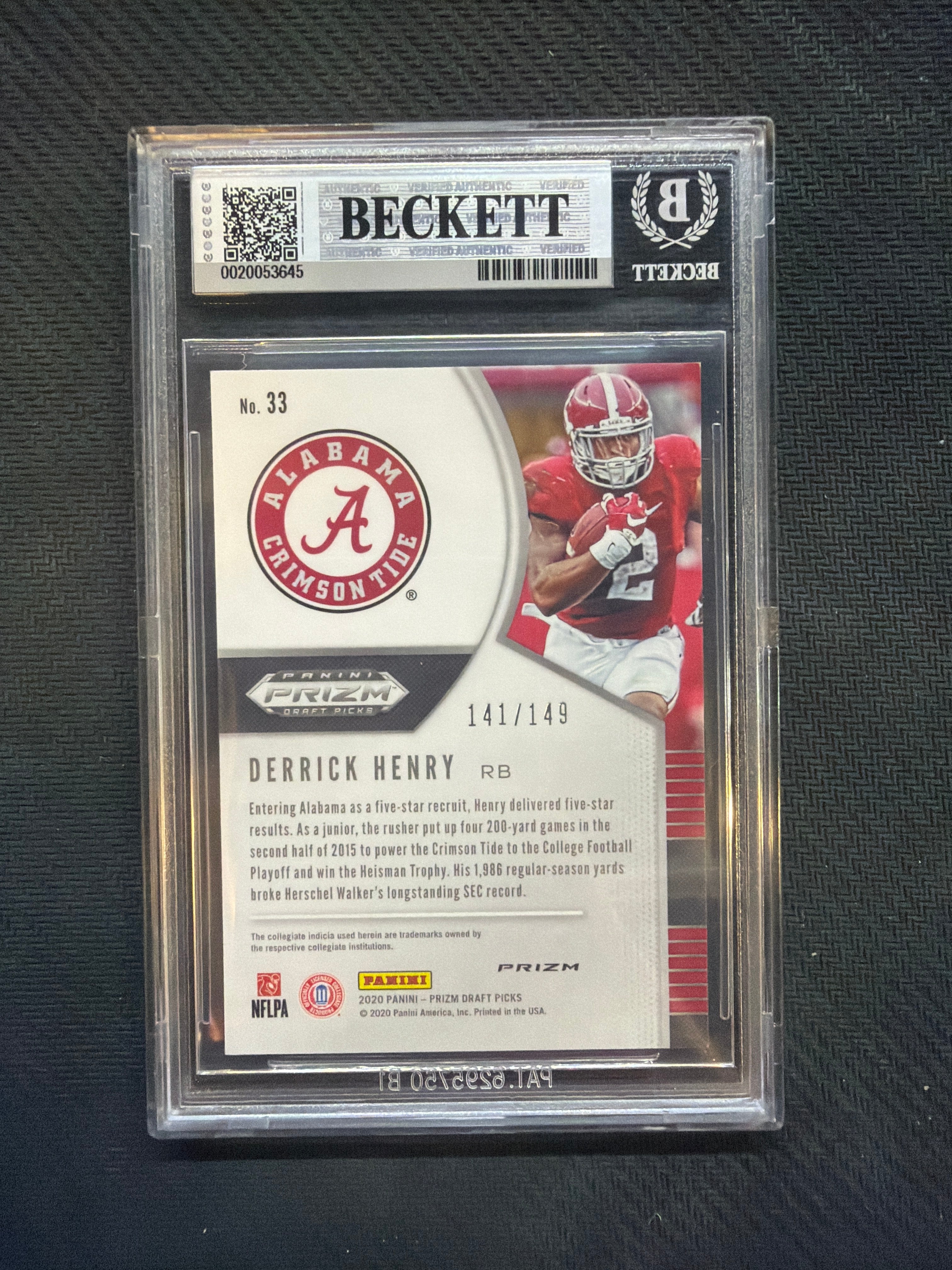 2020 Prizm Draft Picks Derrick Henry Neon Orange /149 BGS 8.5 Alabama