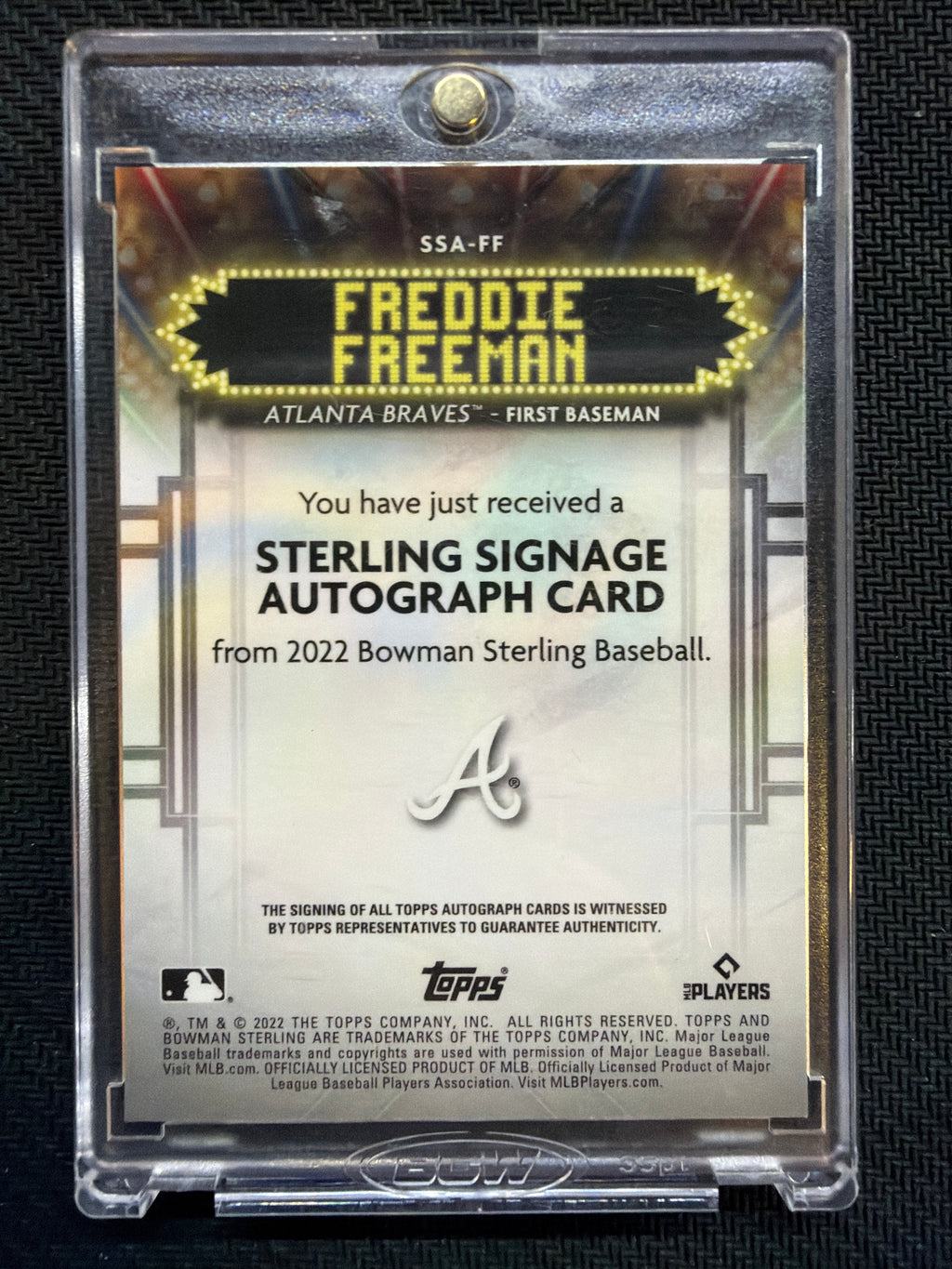 2022 Bowman Sterling Freddie Freeman Auto /99 Braves