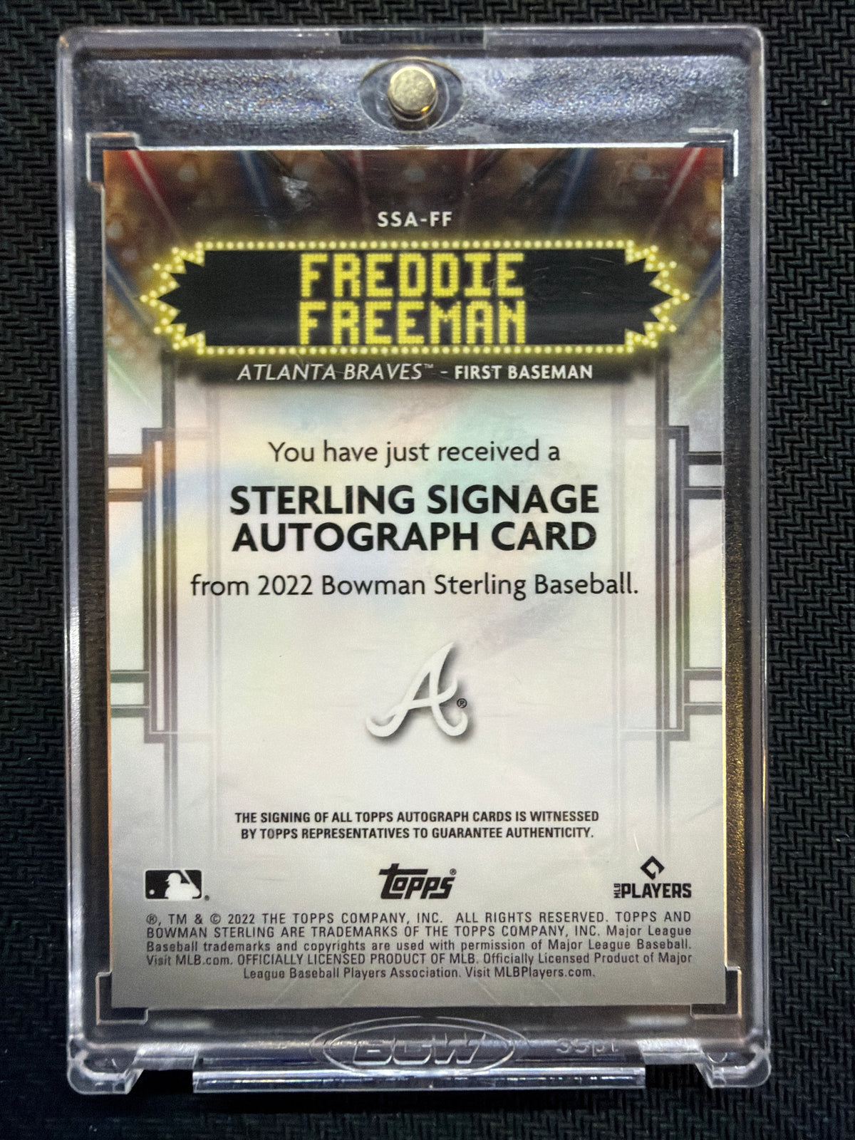 2022 Bowman Sterling Freddie Freeman Auto /99 Braves
