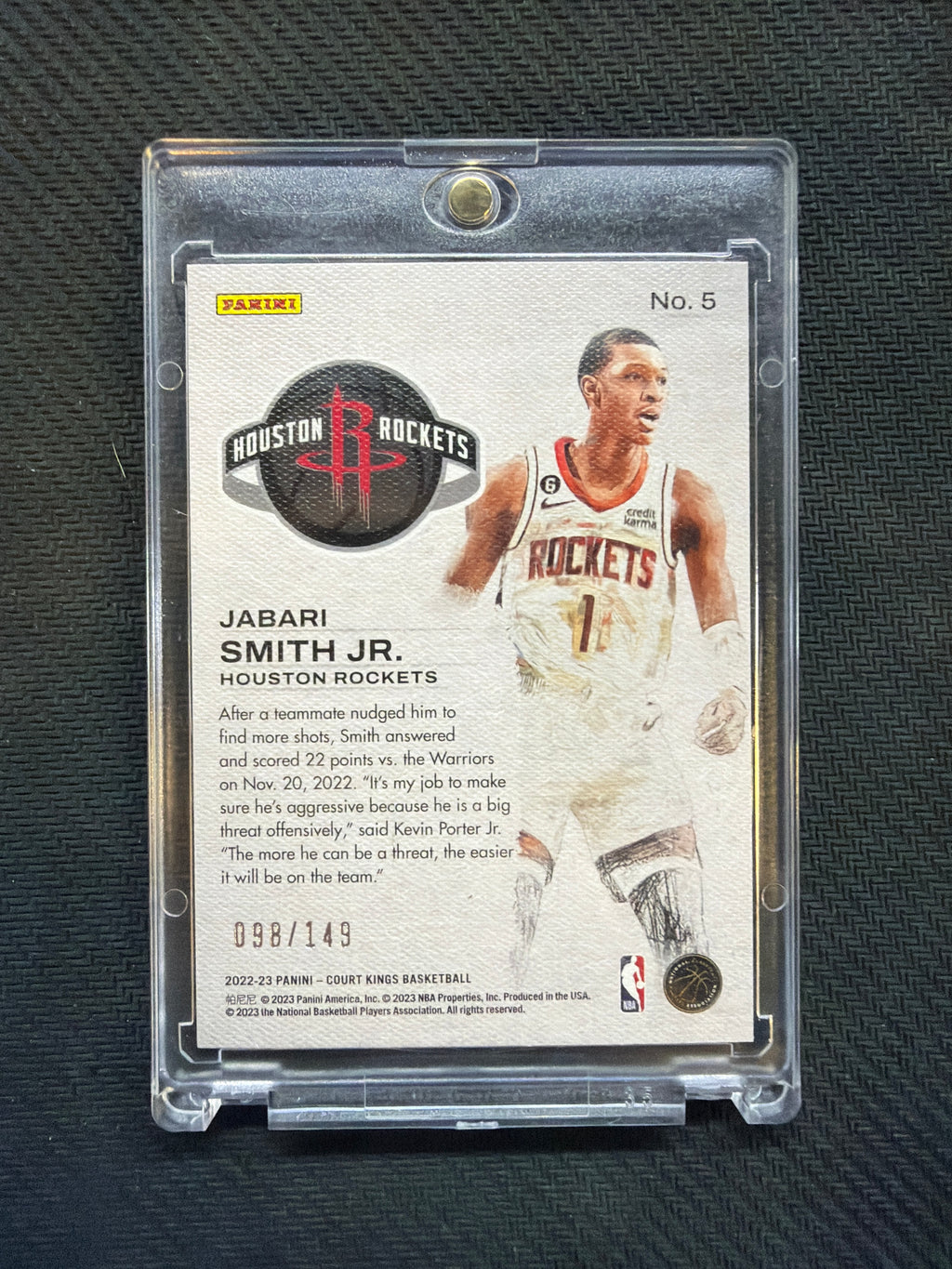 2022 Court Kings Jabari Smith Jr Works In Progress Rookie /149 Rockets