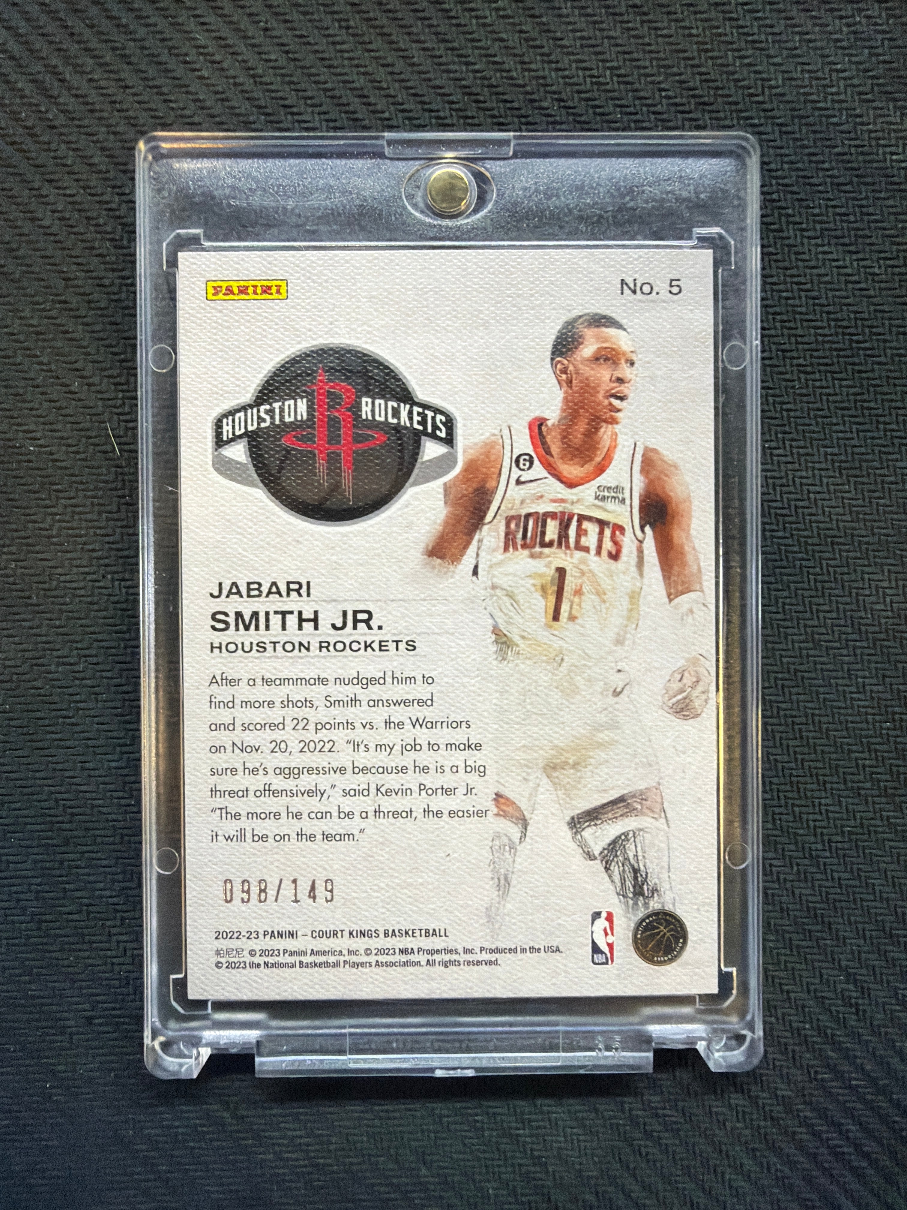 2022 Court Kings Jabari Smith Jr Works In Progress Rookie /149 Rockets