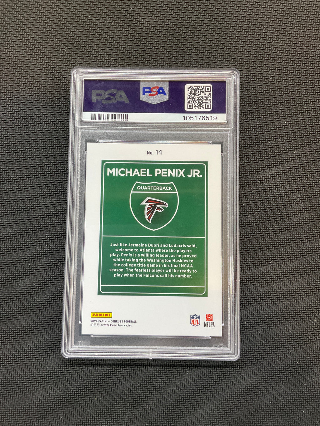 2024 Donruss Michael Penix Jr. Rookie Downtown! PSA 9 Falcons