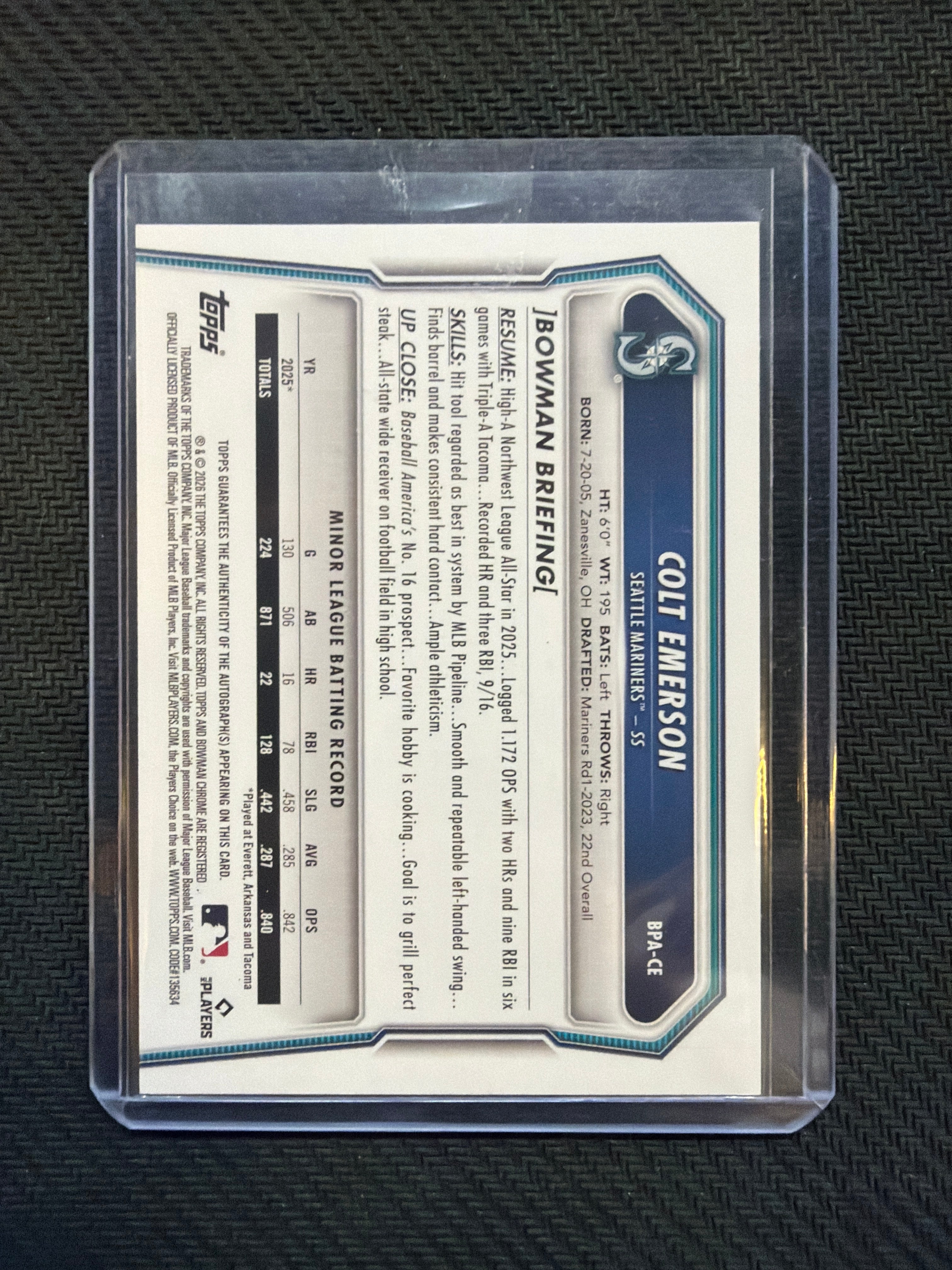 2026 Bowman Colt Emerson Gold Auto /50 Paper