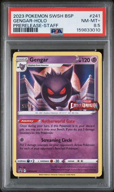 2023 Pokemon Lost Origin Gengar Holo 241 Staff Prerelease PSA 8.5