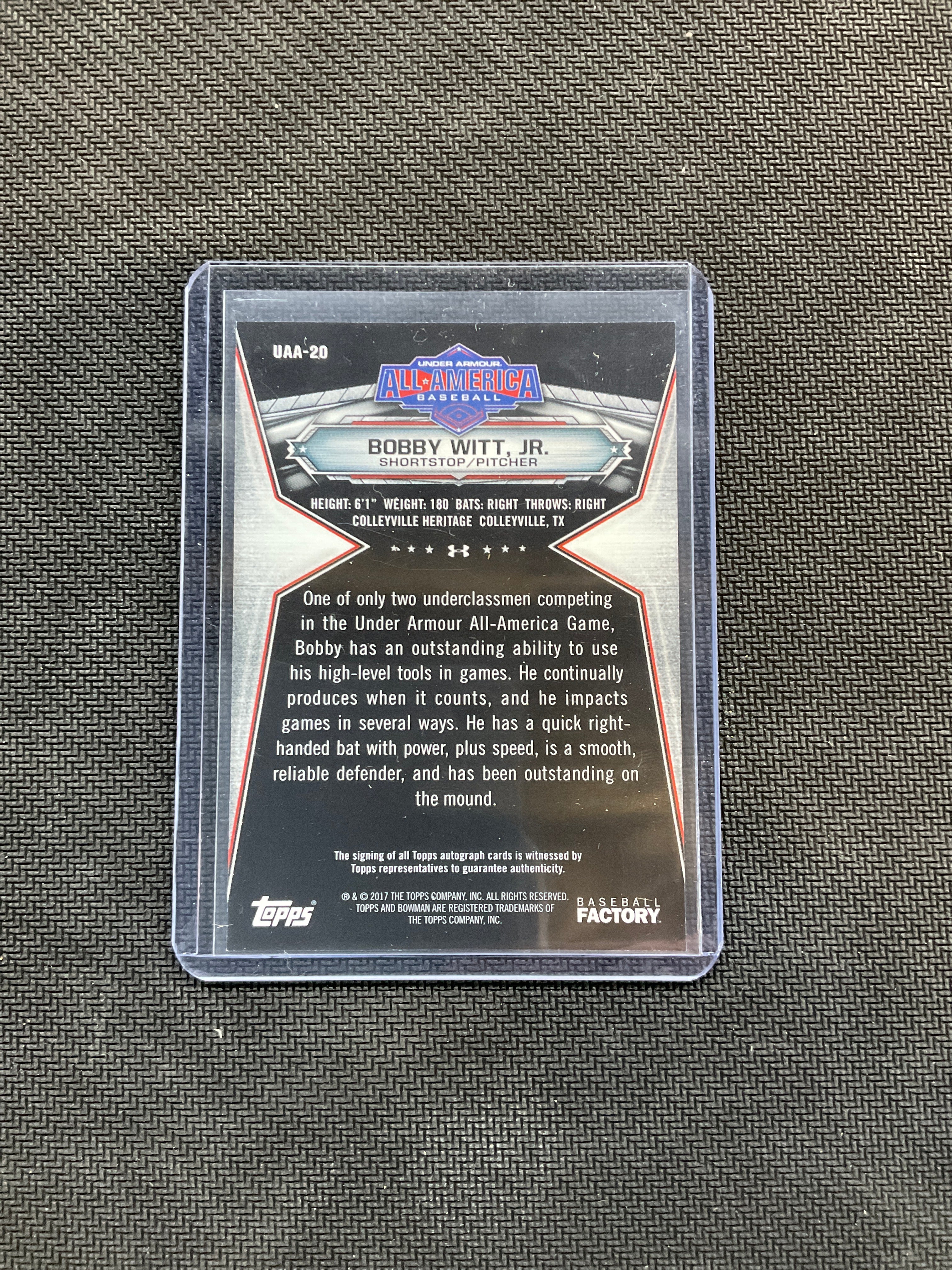 2017 Bowman Bobby Witt jr. All American Auto Rookie