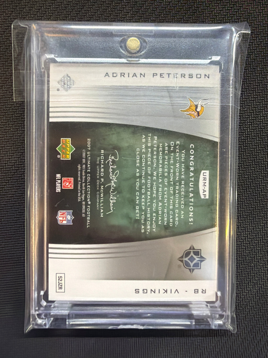 2007 Upper Deck Adrian Peterson Ultimate Rookie Materials #URM-AP Vikings