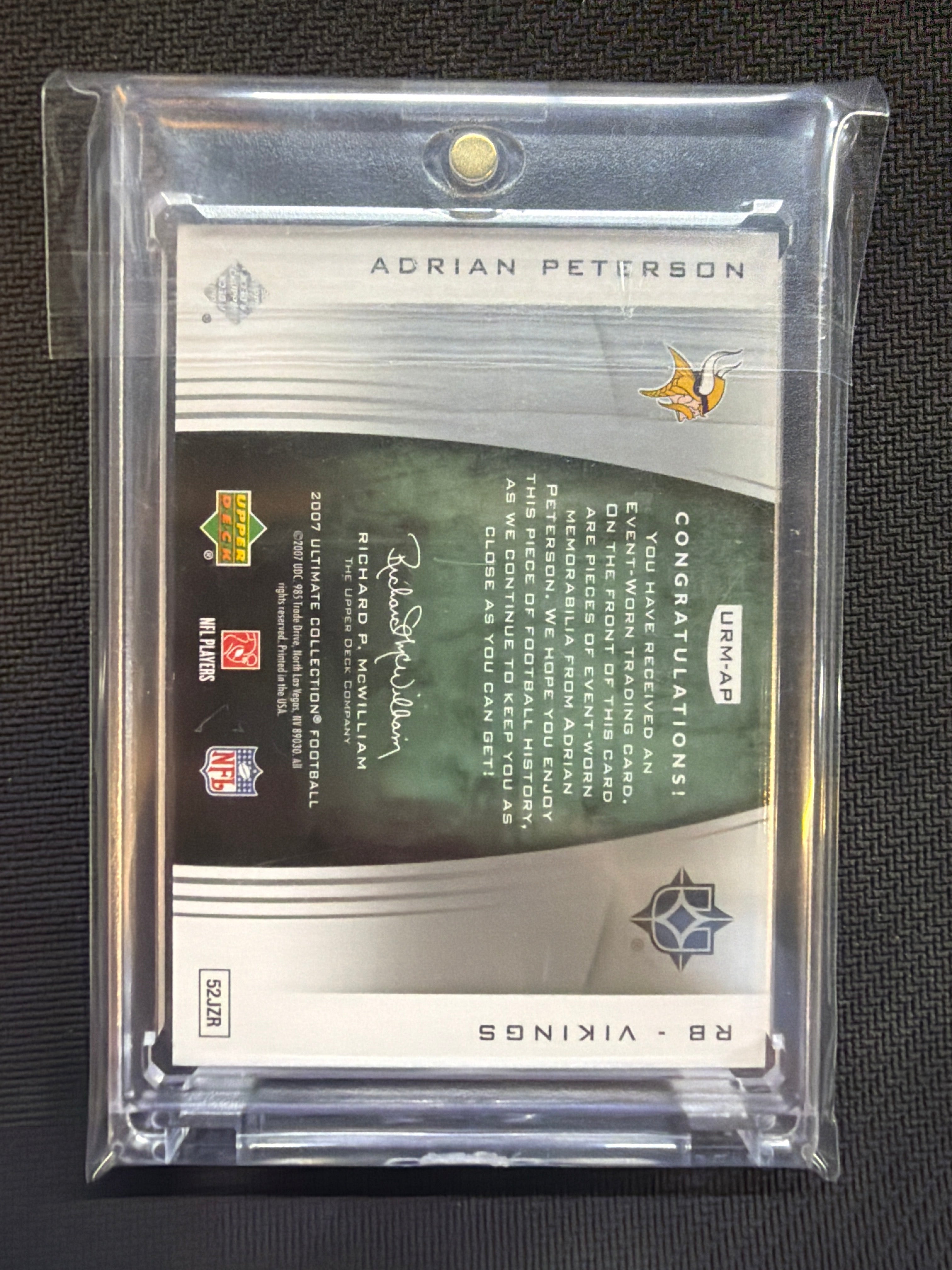 2007 Upper Deck Adrian Peterson Ultimate Rookie Materials #URM-AP Vikings