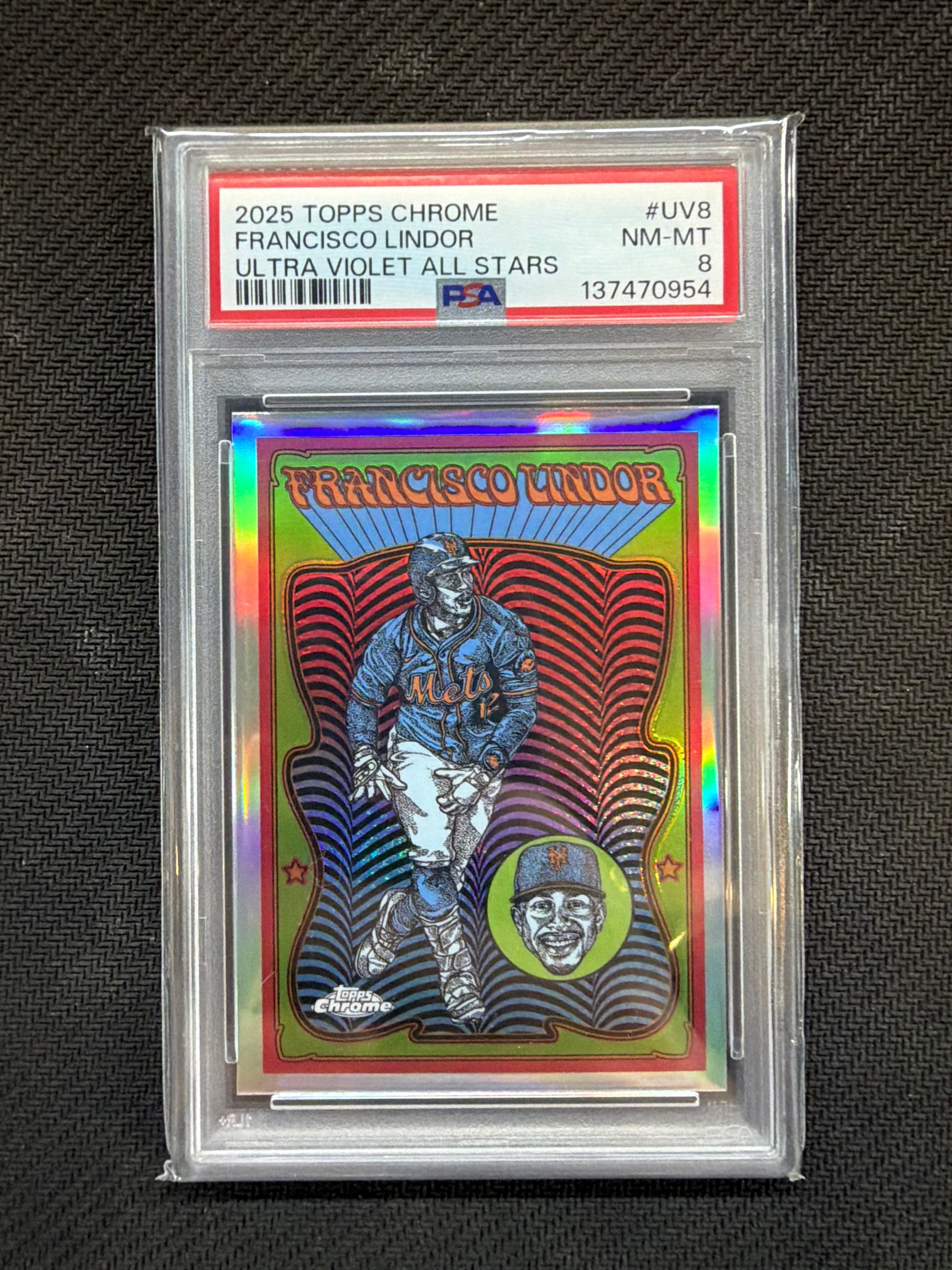 2025 Topps Chrome Francisco Lindor Ultra Violet All Stars PSA 8