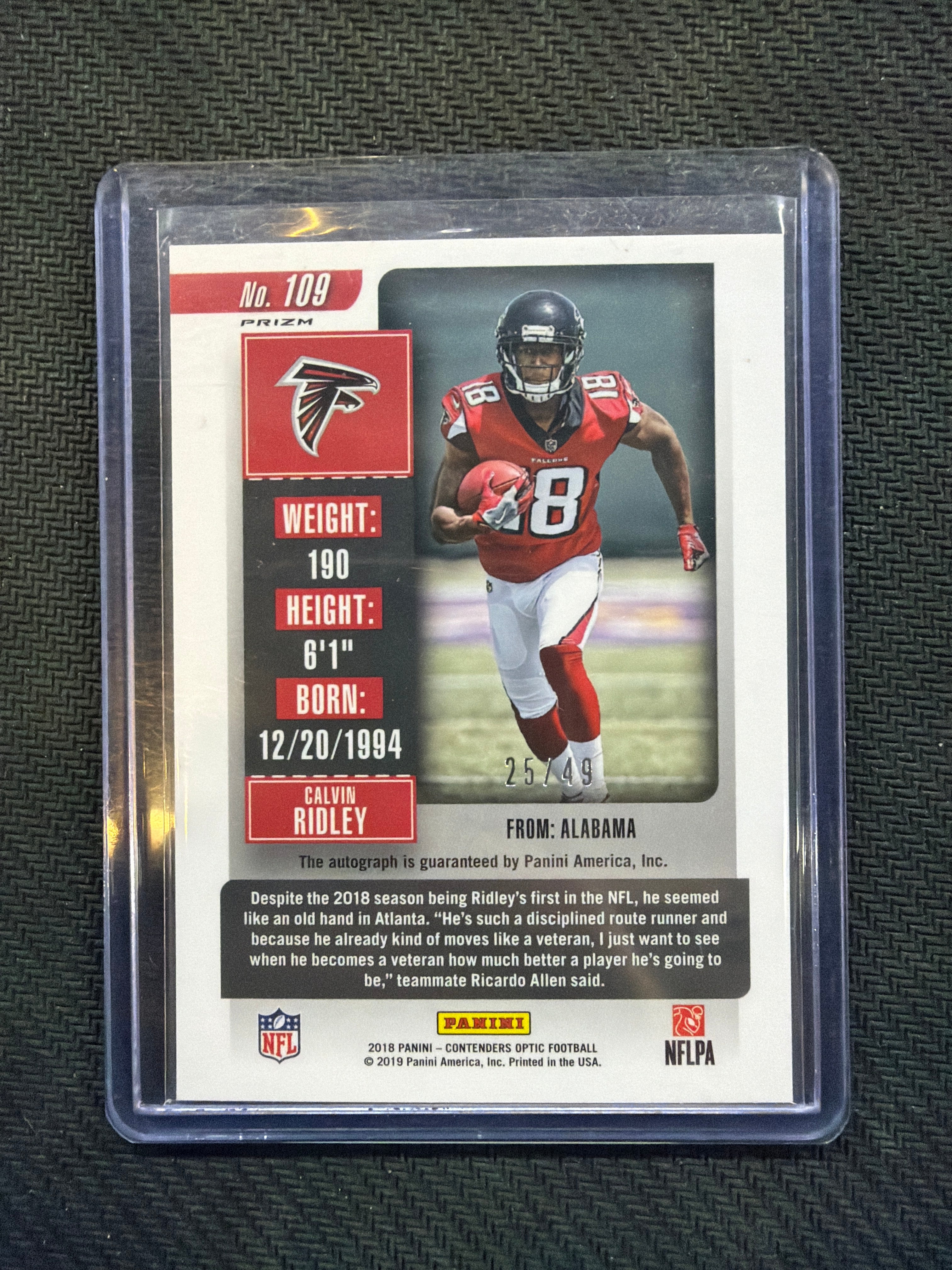 2018 Contenders Optic Calvin Ridley Rookie Auto /49 Falcons