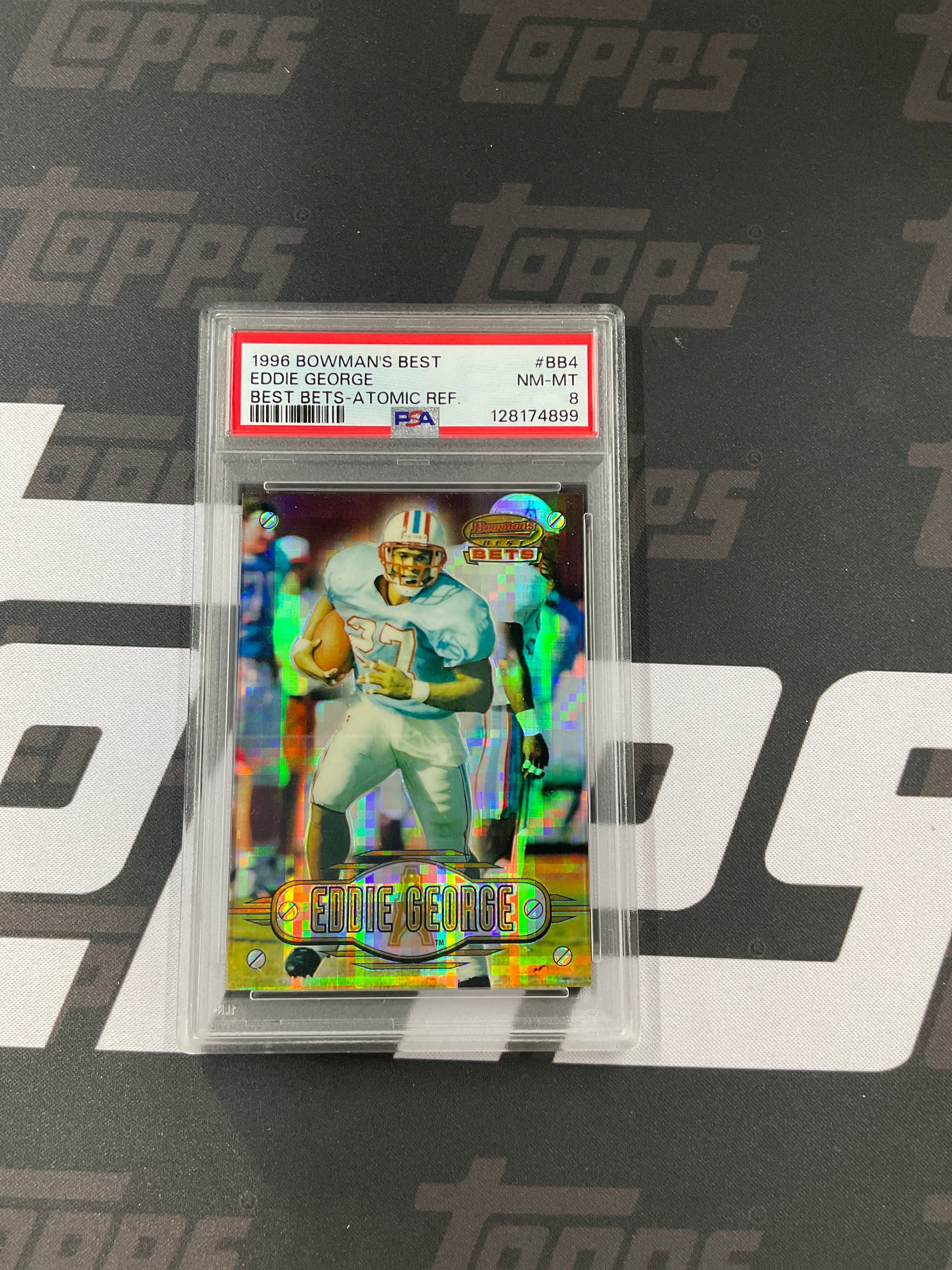1996 Bowman's Best Eddie George Atomic Refractor PSA 8
