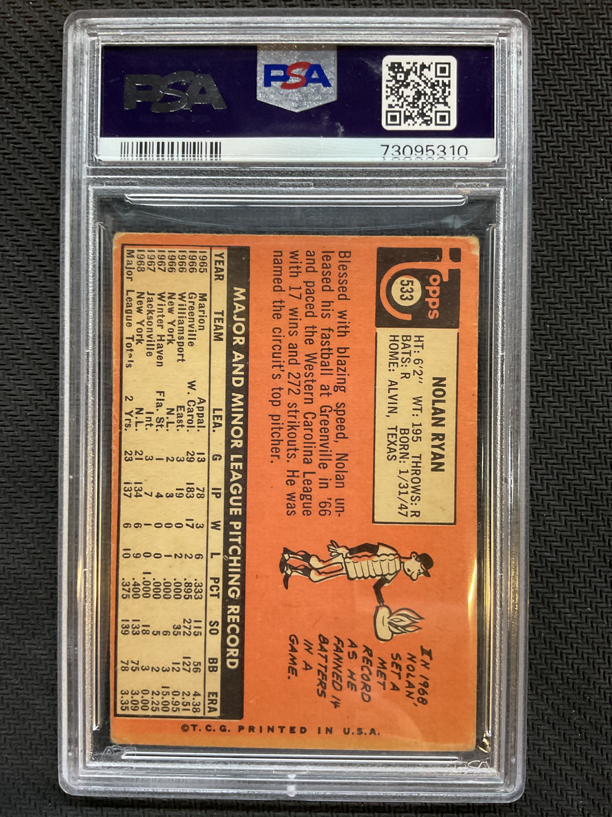 1969 Topps Nolan Ryan #533 PSA 2 Mets