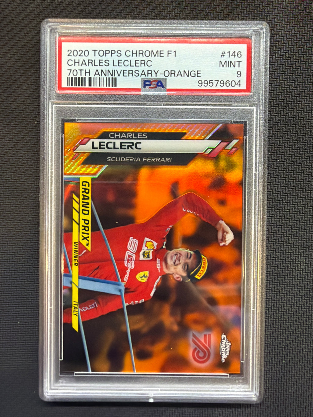 2020 Topps Chrome F1 Charles Leclerc 70th Orange PSA 9 Ferrari