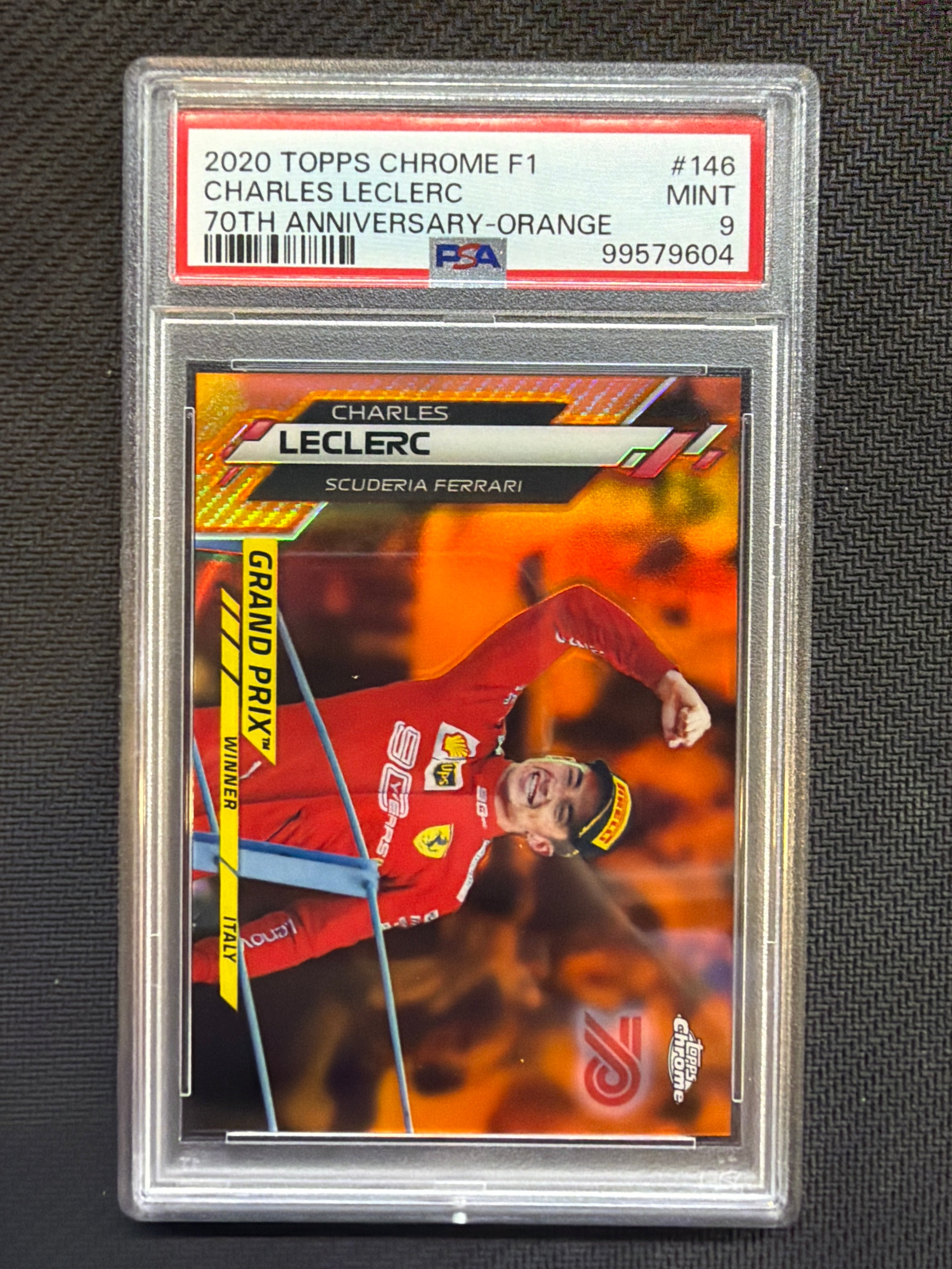 2020 Topps Chrome F1 Charles Leclerc 70th Orange PSA 9 Ferrari