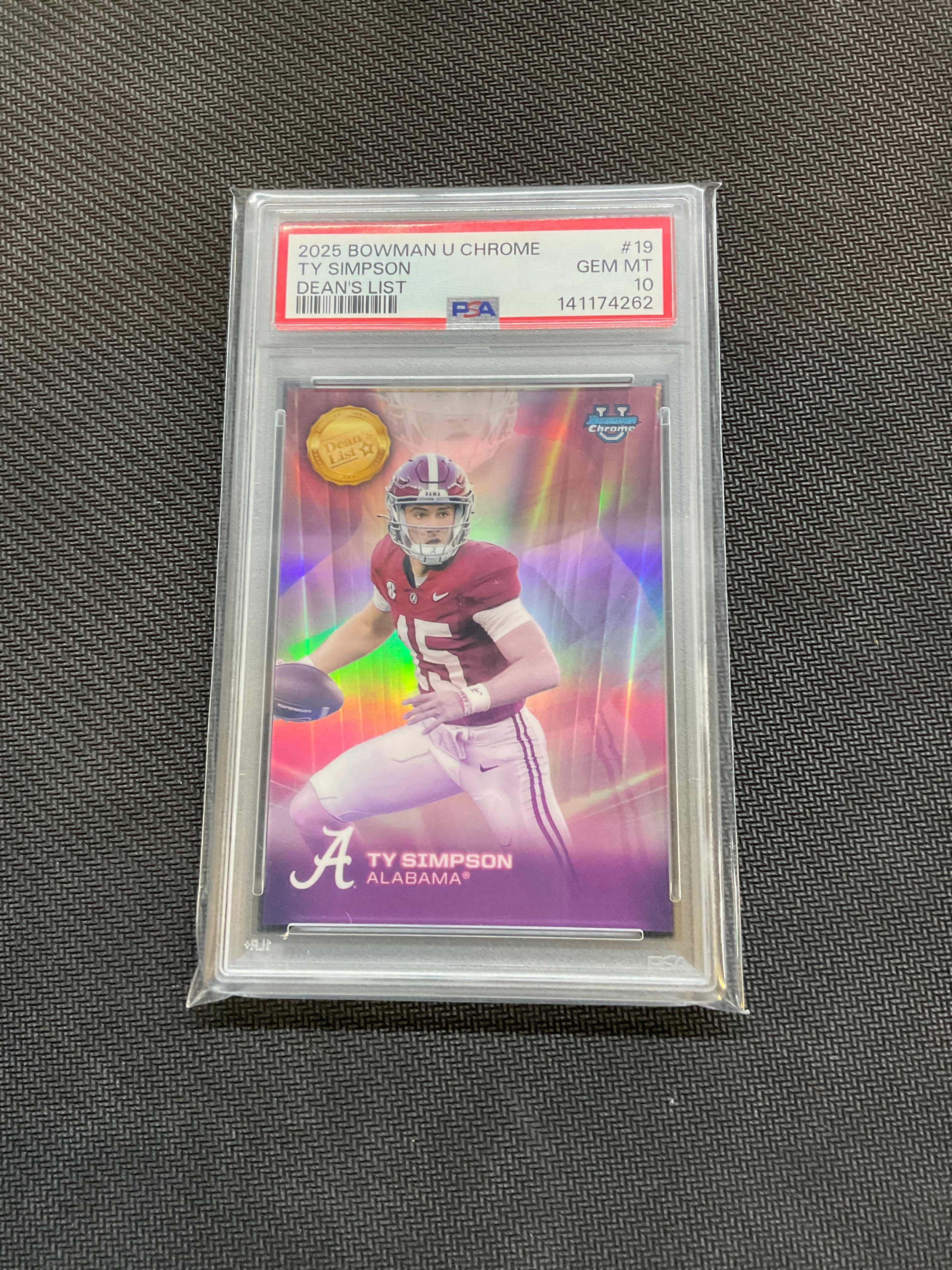 2025 Bowman U Chrome Ty Simpson Dean's List PSA 10 Case Hit Alabama 262