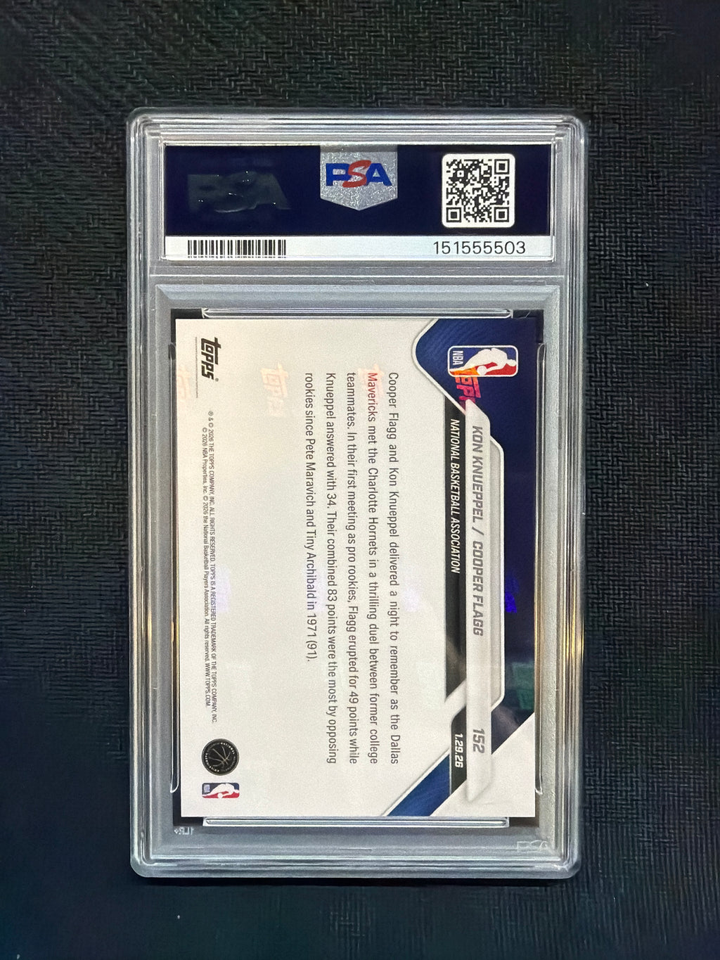2025 Topps Now Cooper Flagg Kon Knueppel Rookie PSA 10 503