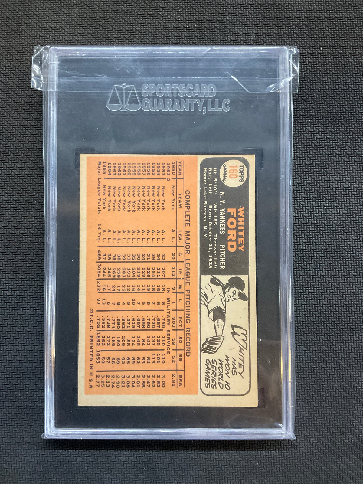 1966 Topps #160 Whitey Ford SGC 5 Yankees