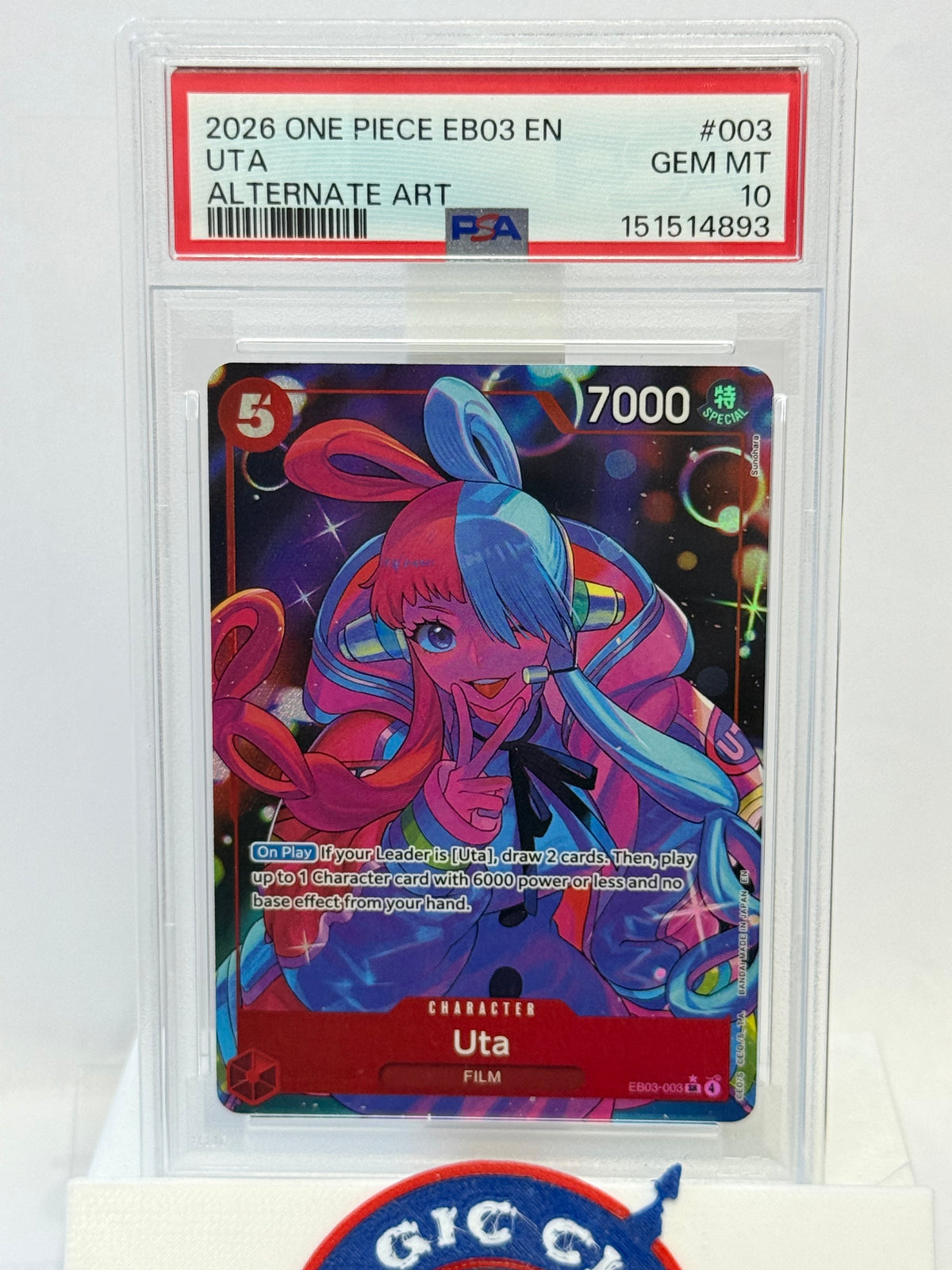 2026 One Piece EB03 Uta Alt Art 003 PSA 10