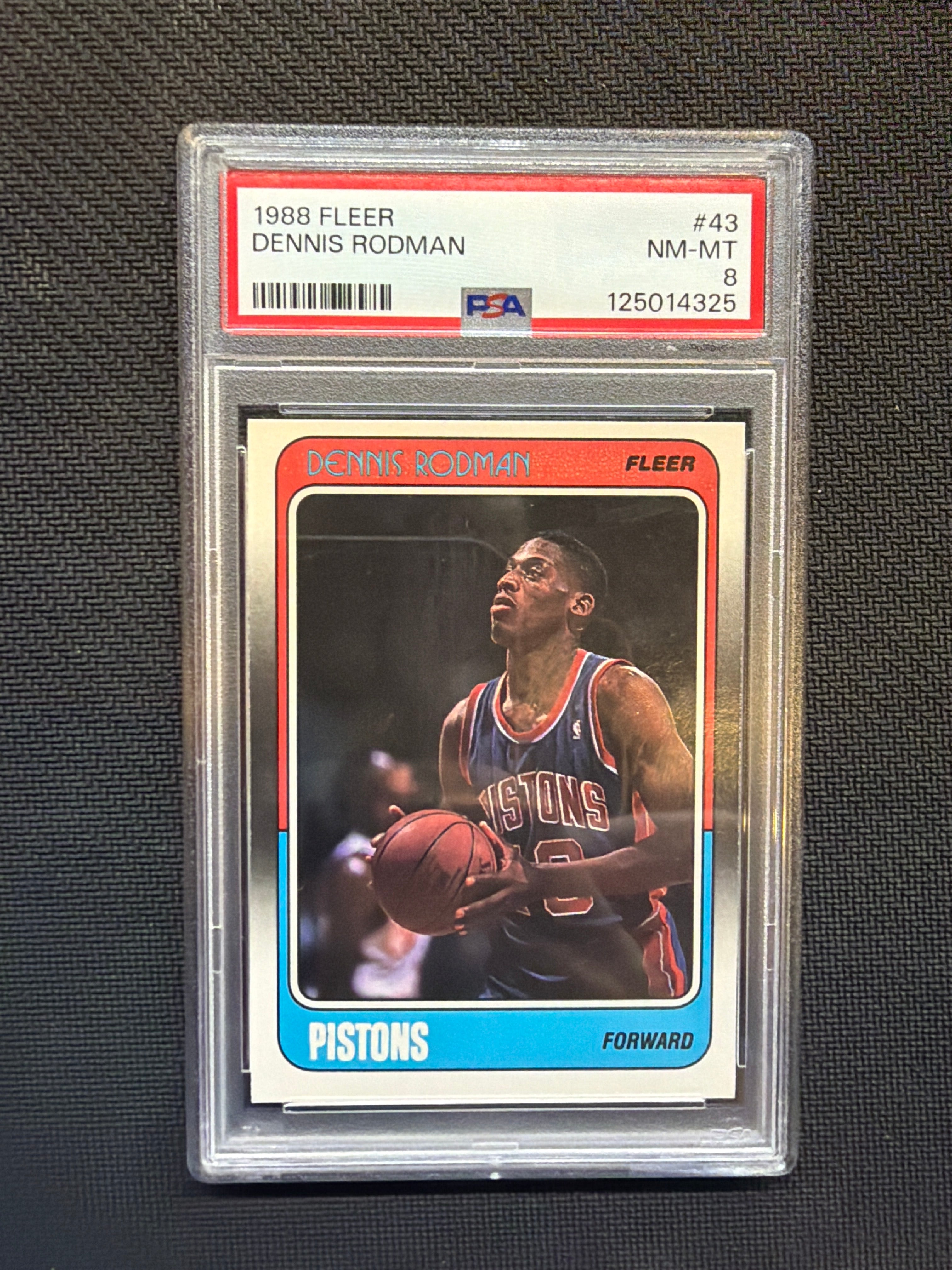 1988 Fleer Dennis Rodman #43 Rookie PSA 8