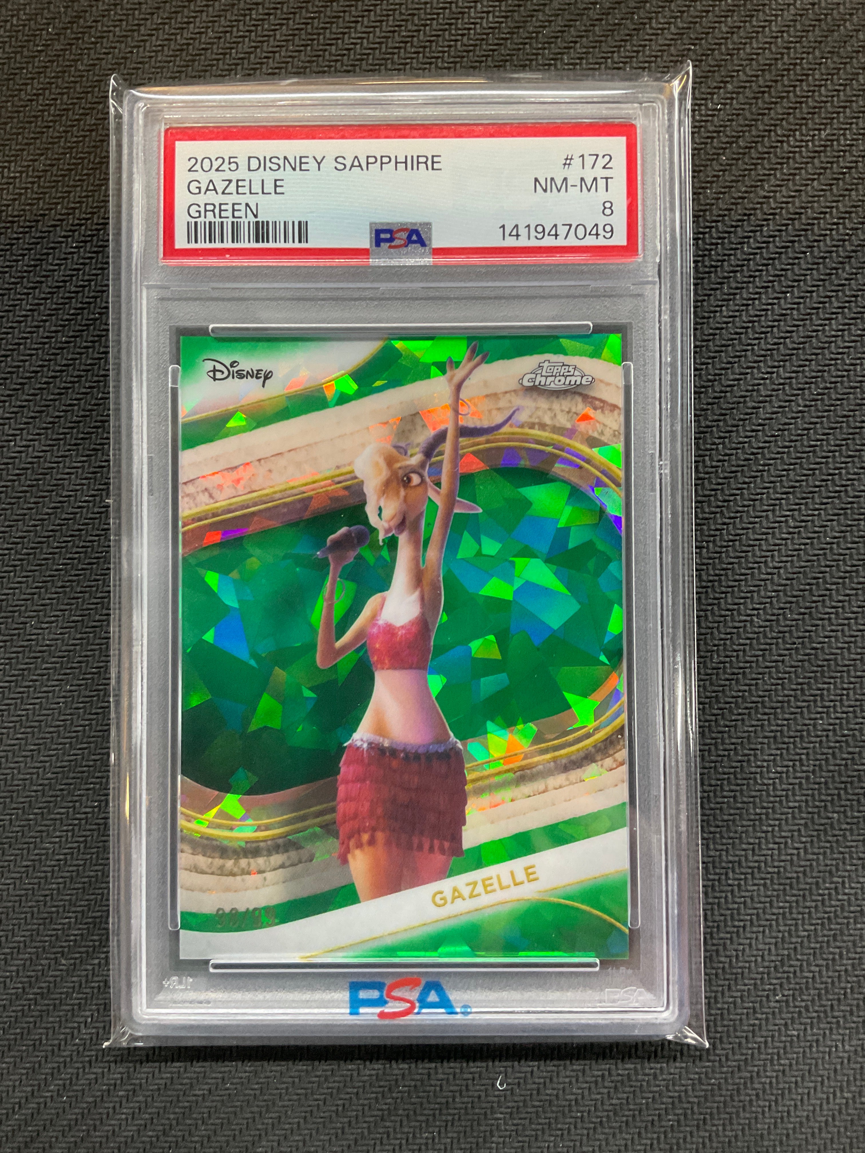 2025 Topps Chrome Disney Sapphire Gazelle Green /99 PSA 8 049