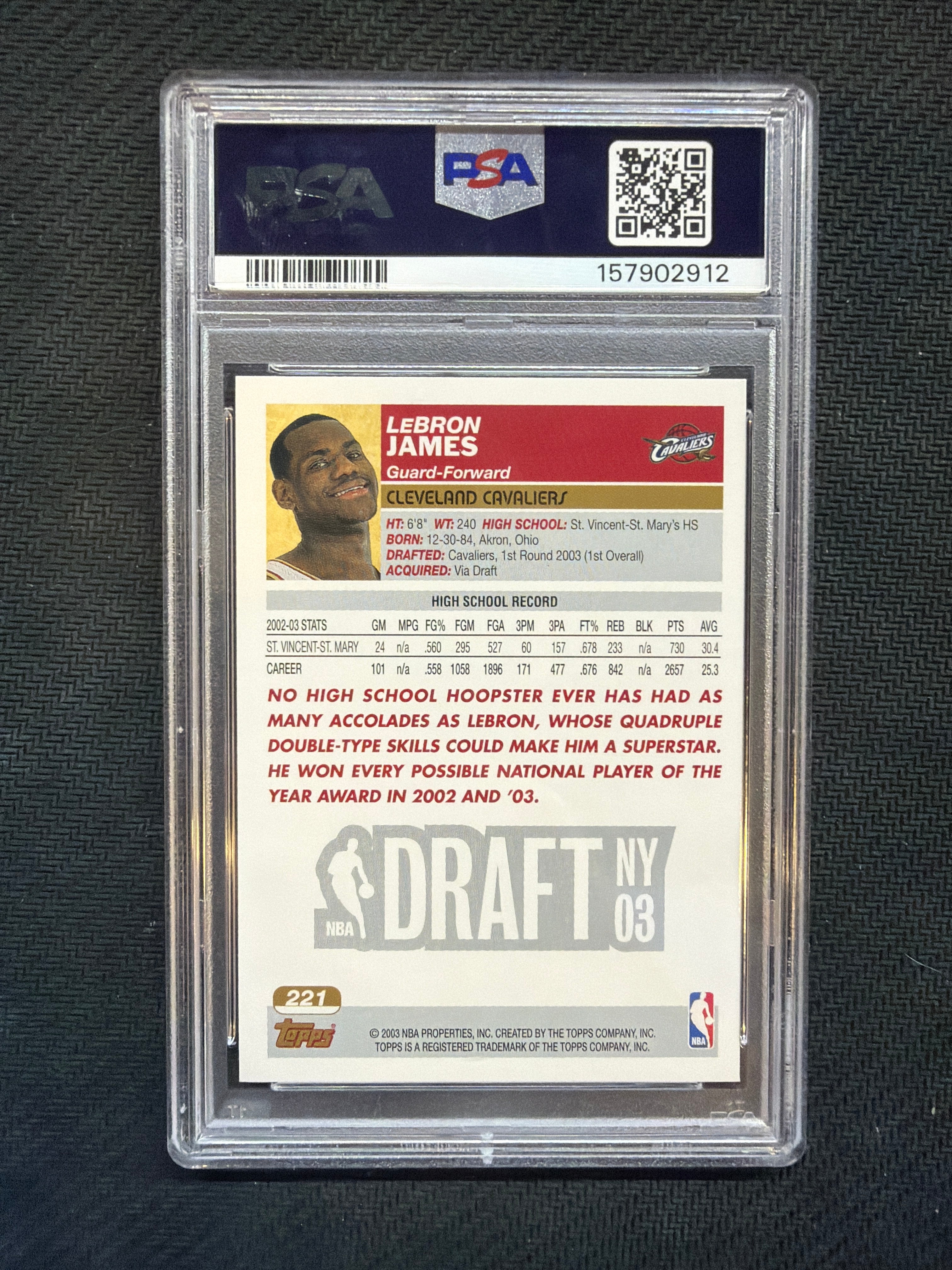 2003 Topps Lebron James Rookie PSA 9 Cavaliers