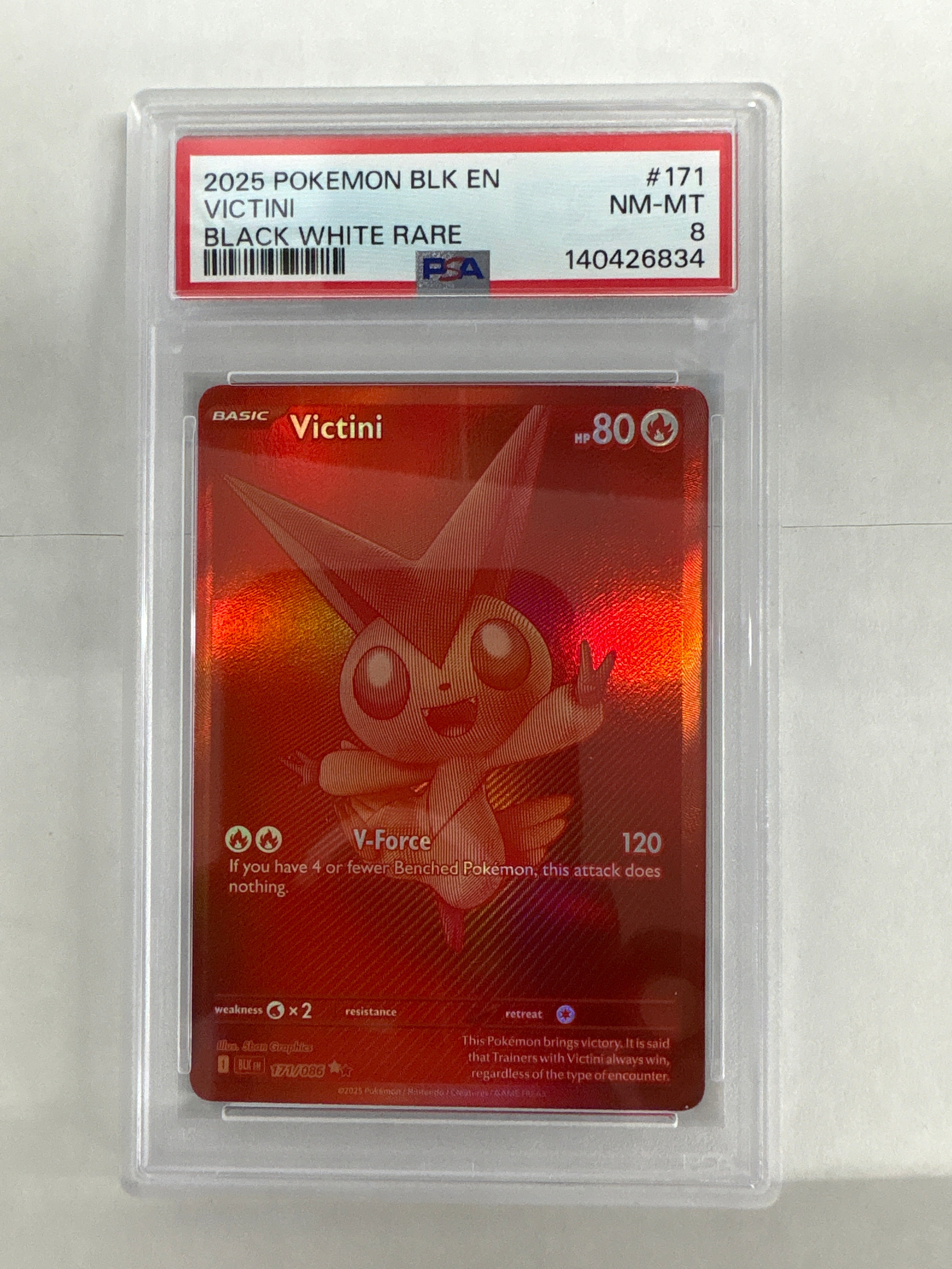 2025 Pokemon Black Bolt Victini 171 PSA 8