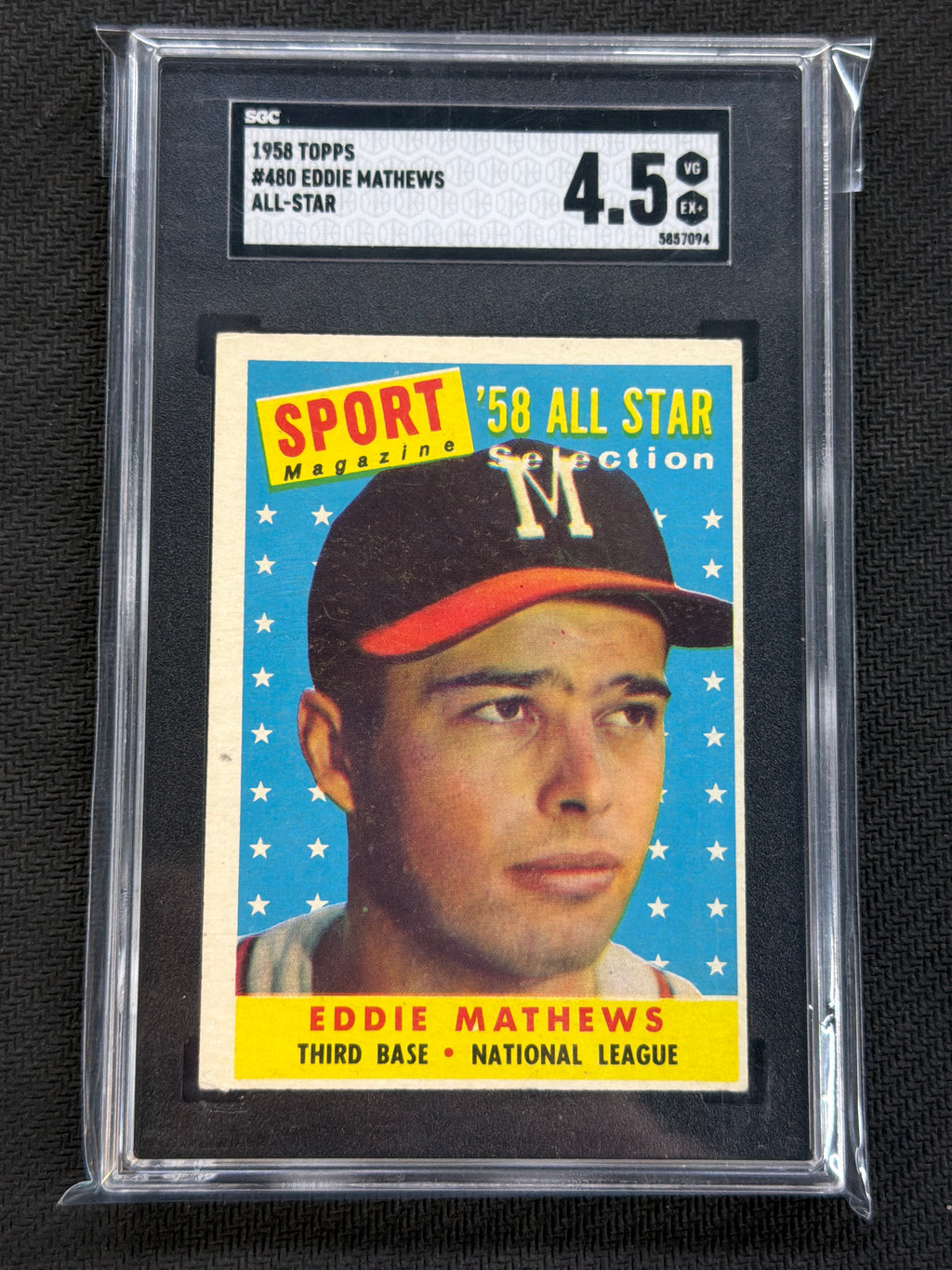 1958 Topps Eddie Matthews All-Star SGC 4.5 Braves