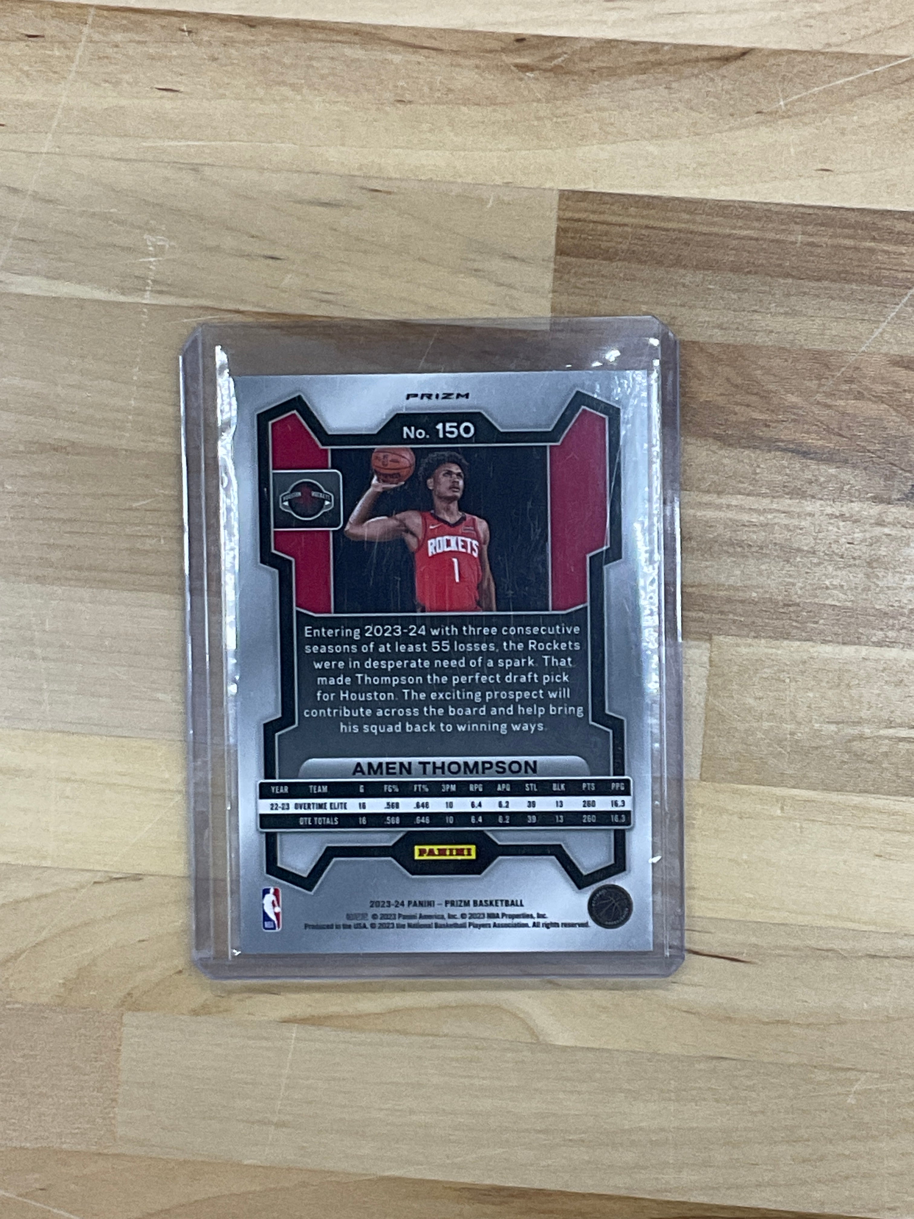 2023-24 Prizm Amen Thompson Red Sparkle #150 Rookie