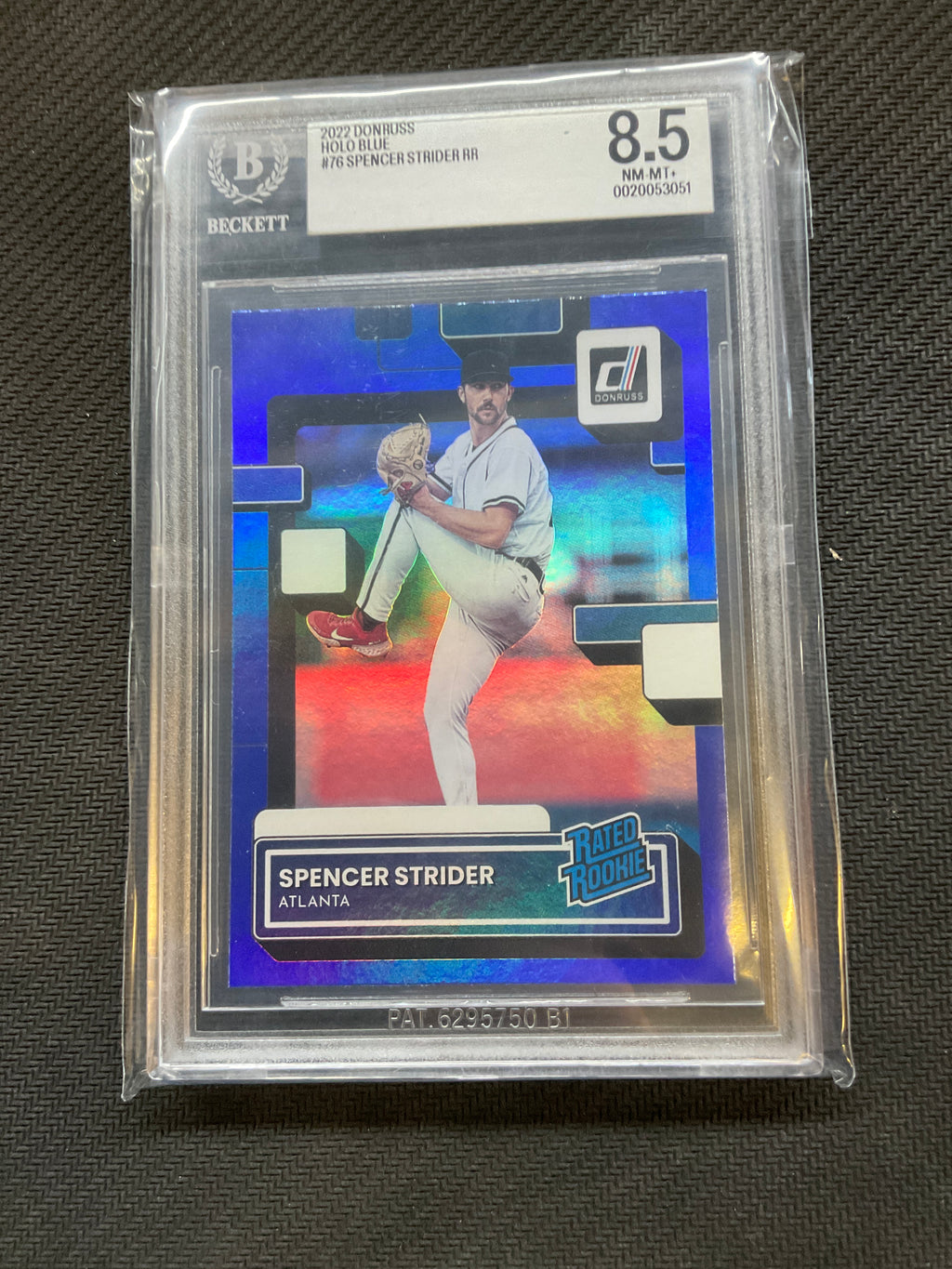 2022 Donruss Spencer Stirder Blue BGS 8.5 Braves