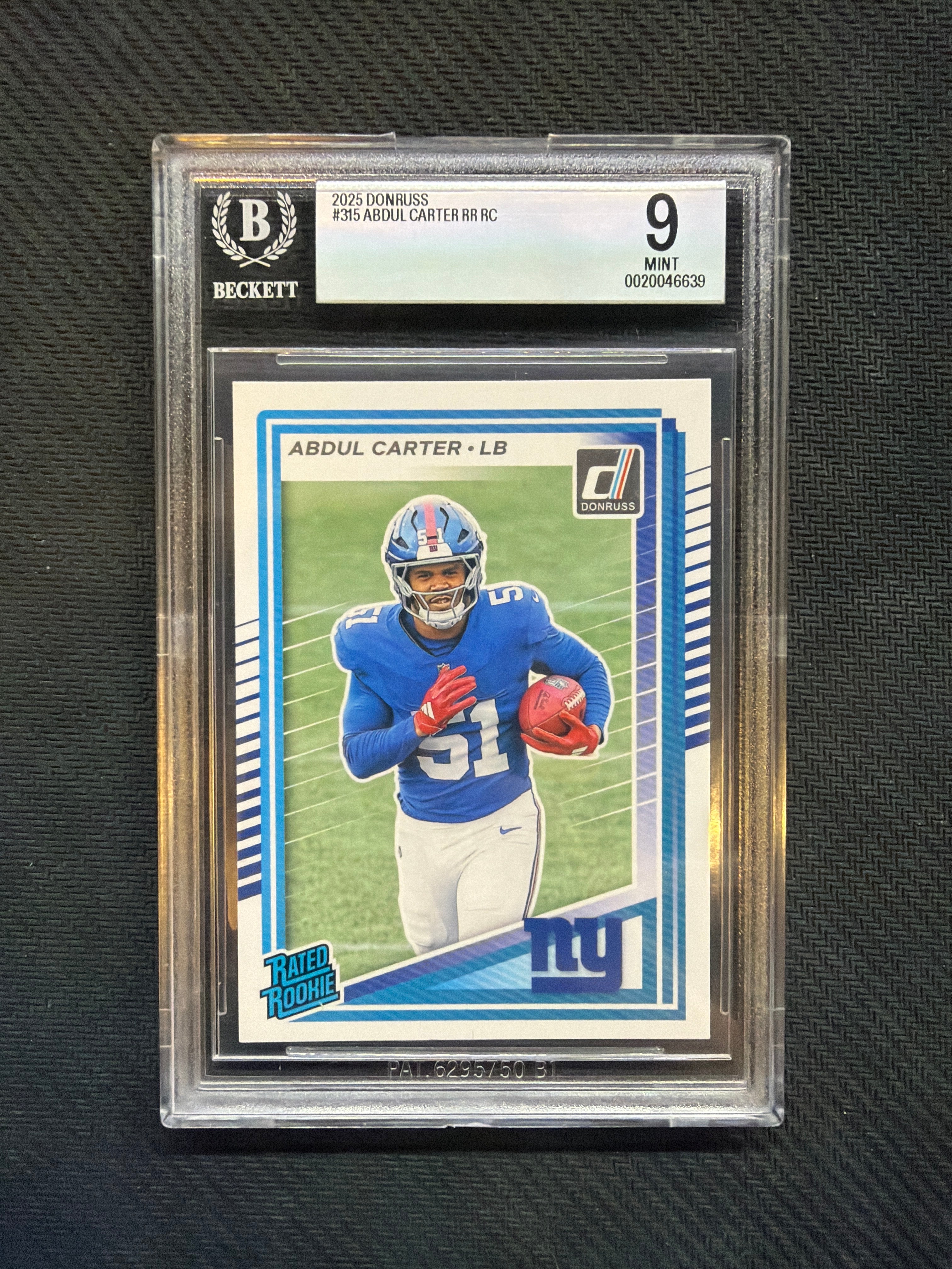 2025 Donruss Abdul Carter Rated Rookie BGS 9 Giants