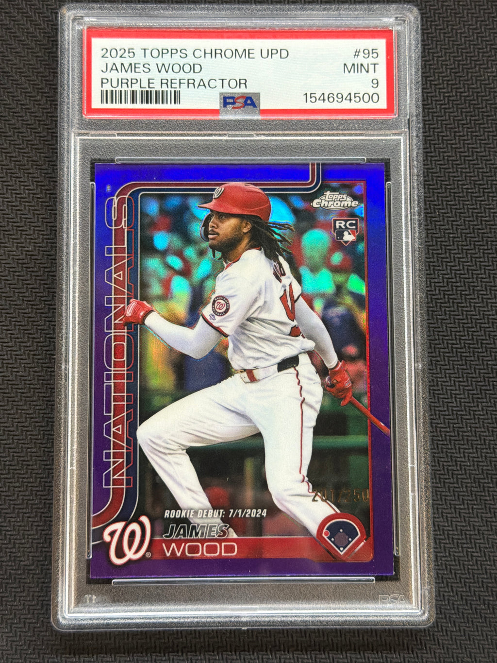 2025 Topps Chrome Update James Wood Rookie Purple /250 PSA 9 500