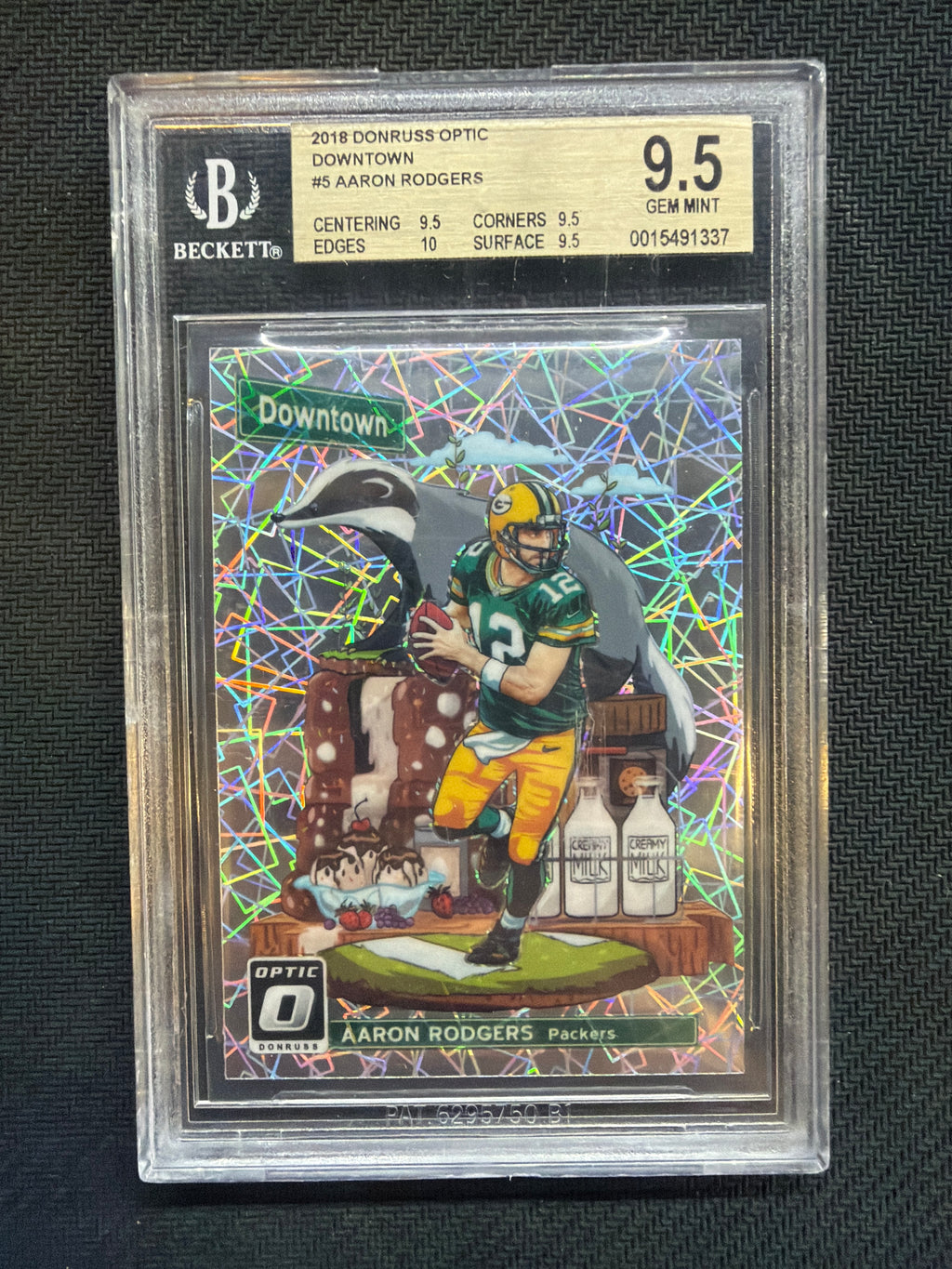 2018 Donruss Optic Aaron Rodgers Downtown! BGS 9.5 Packers