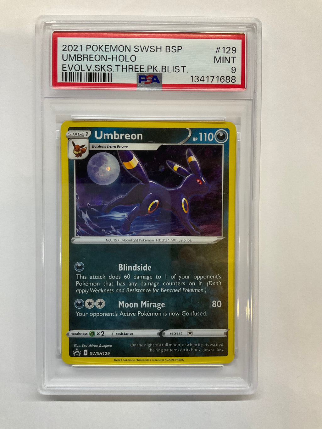 2021 Pokemon SWSH Umbreon Holo #129 PSA 9